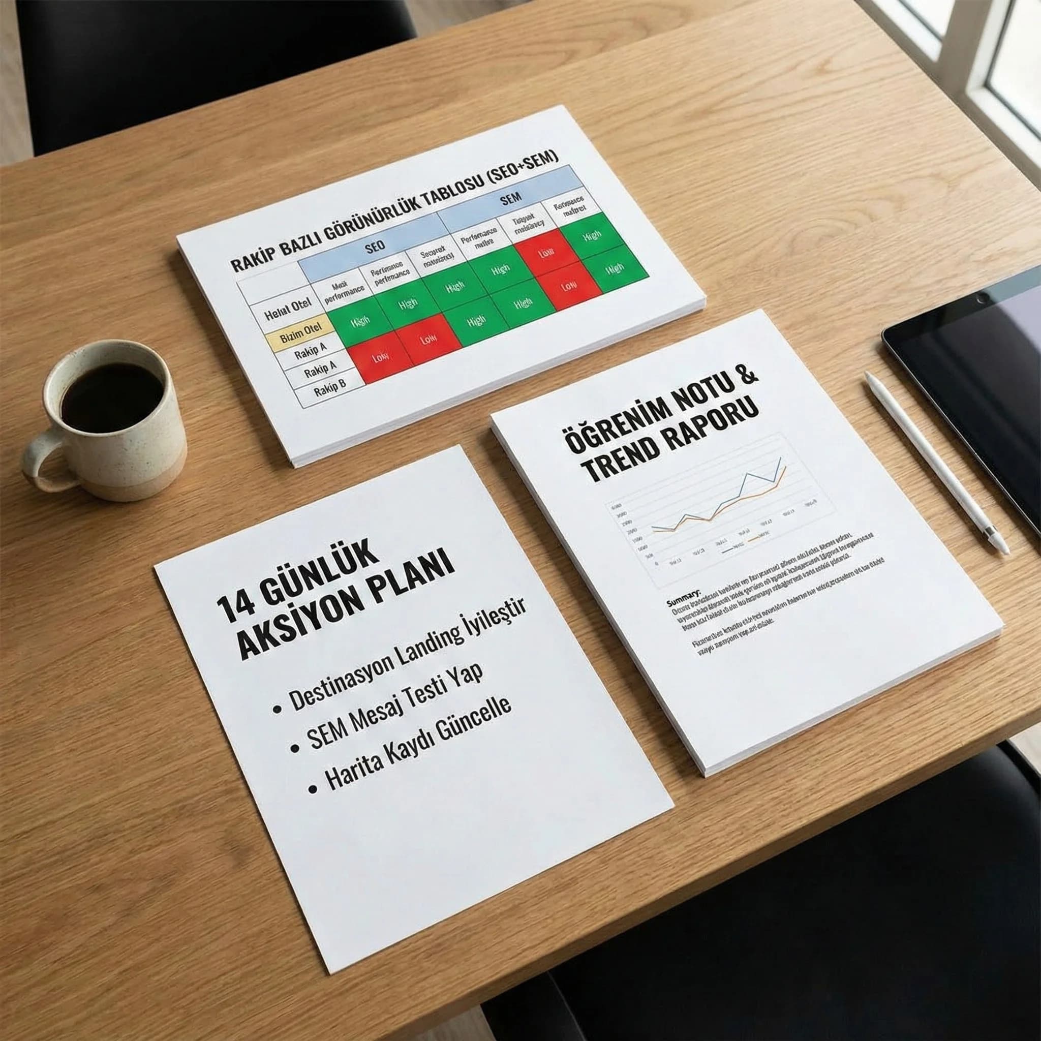 Dijital benchmark raporu ve aksiyon planını gösteren deliverables kartı