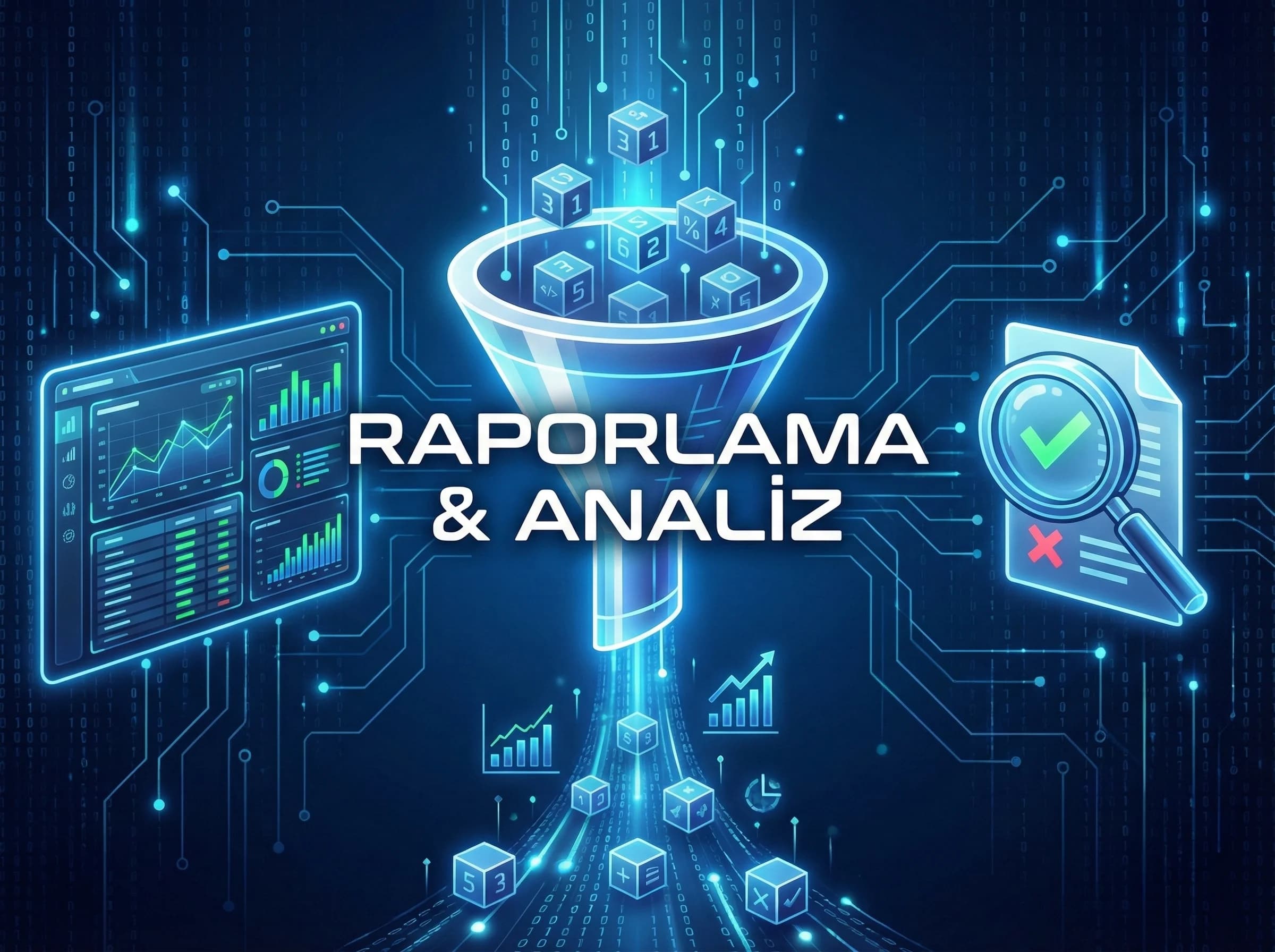 Rapor okuma ve hata önleme bölümünü ayıran funnel görseli