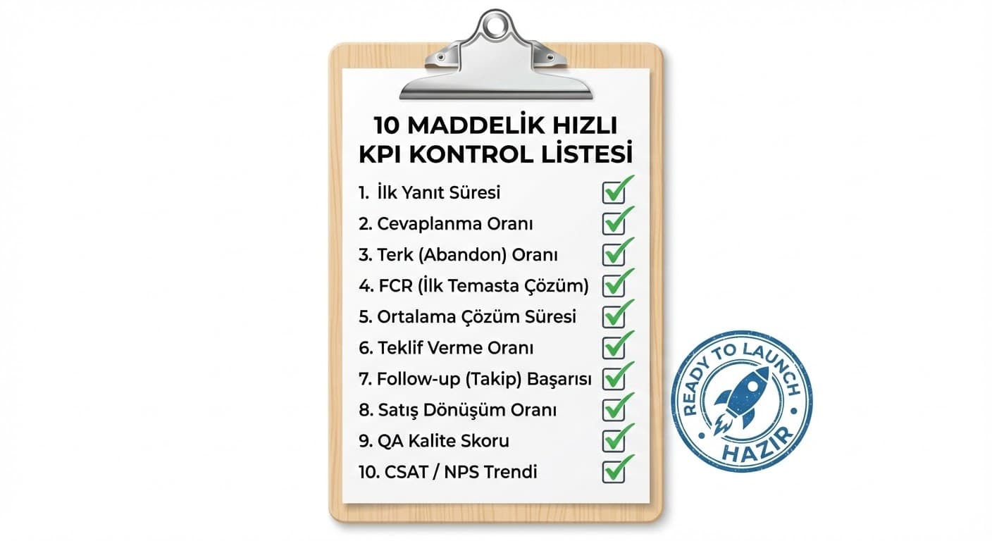 4 dilli çağrı merkezi KPI checklist’i