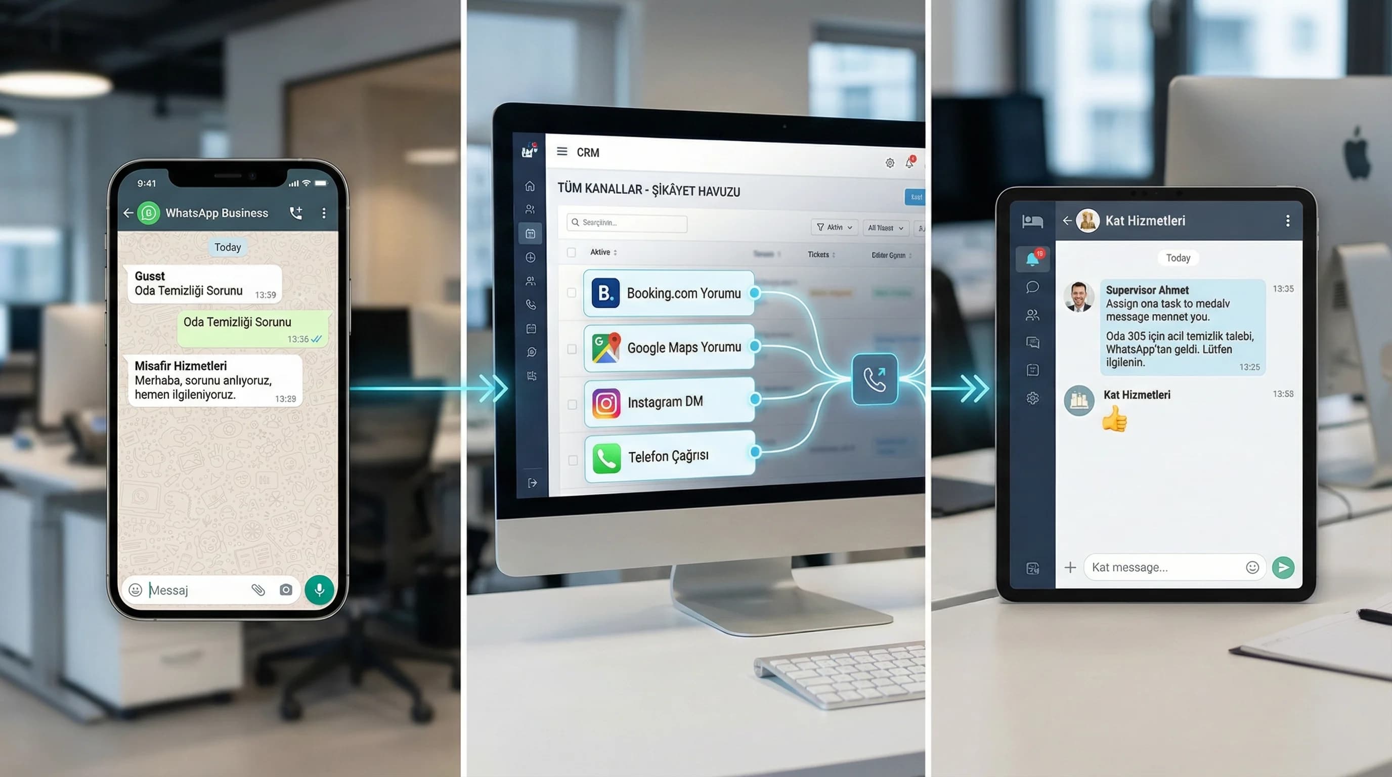 Şikâyet kanalları amacı WhatsApp DM OTA Google yorum otel bağlamı