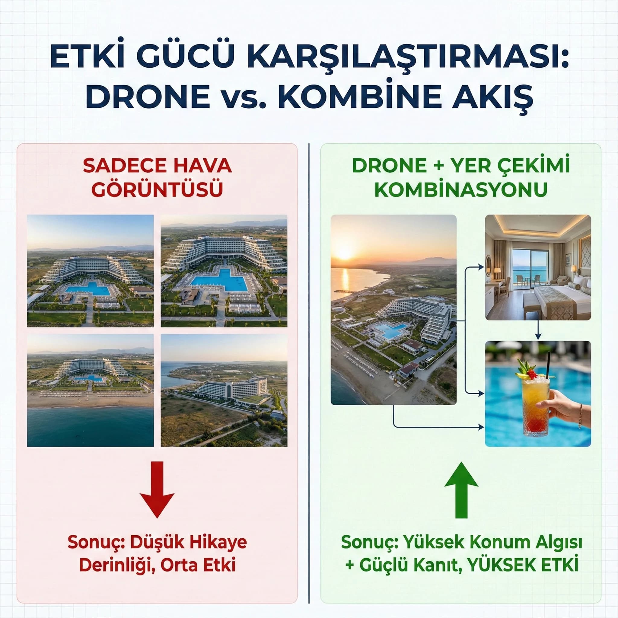 Drone+yer çekimi kombinasyonunun ilk etki gücünü anlatan kart