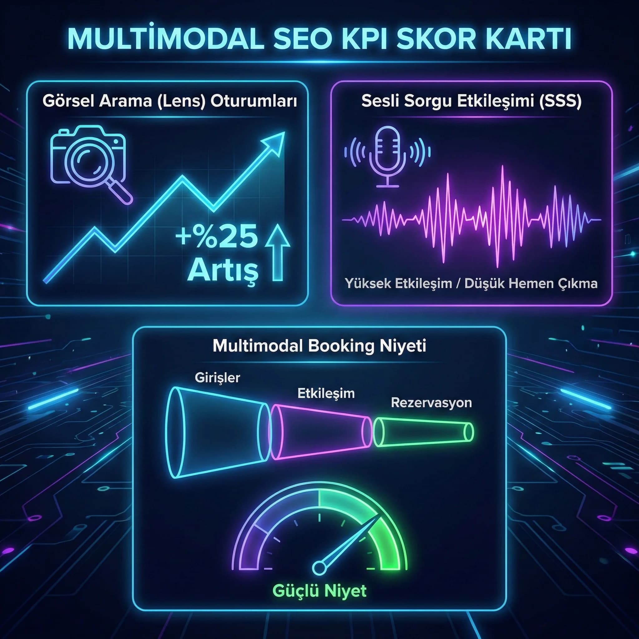 Multimodal KPI’lar + landing performansı + otel bağlamı