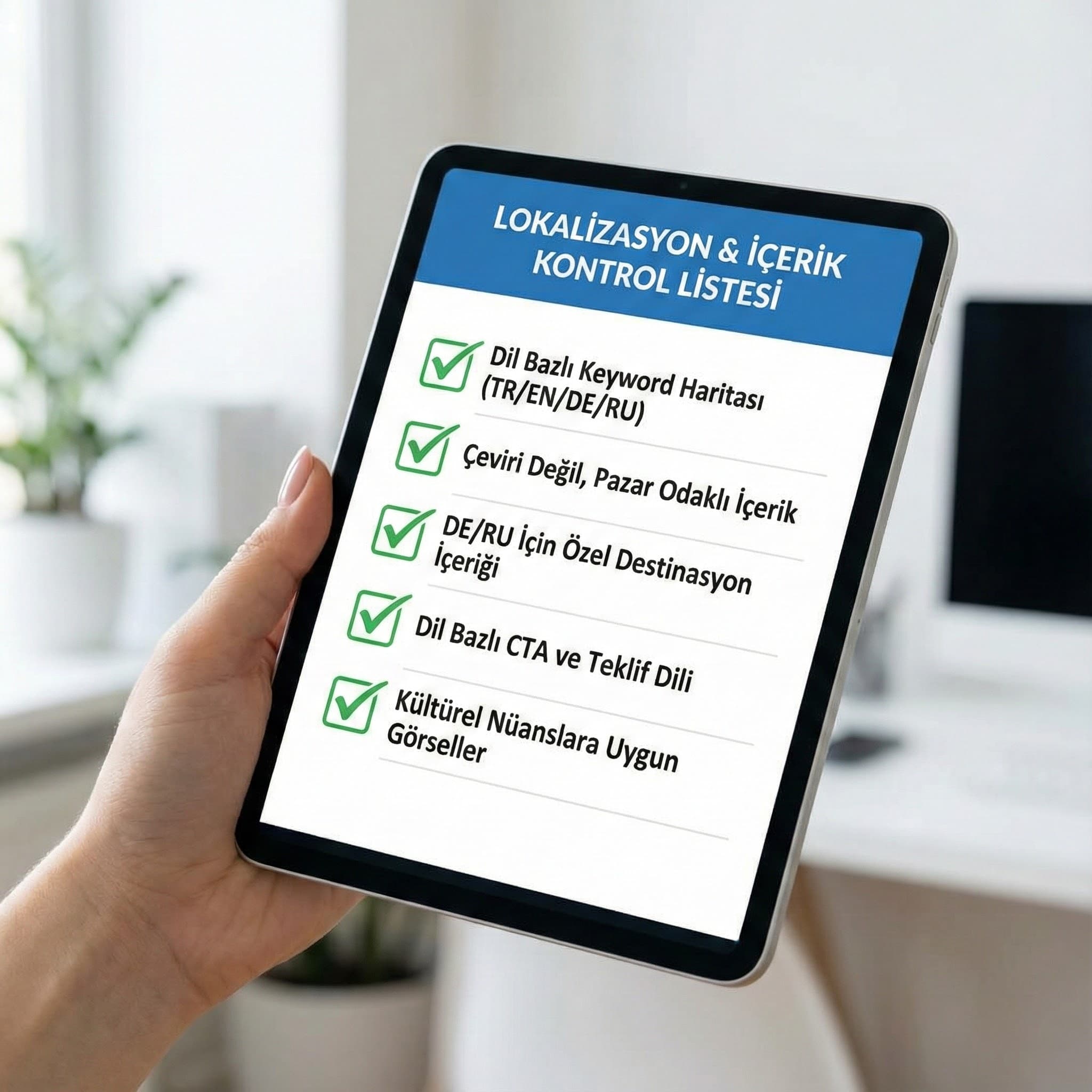 Lokalizasyon ve İçerik Kontrol Listesi