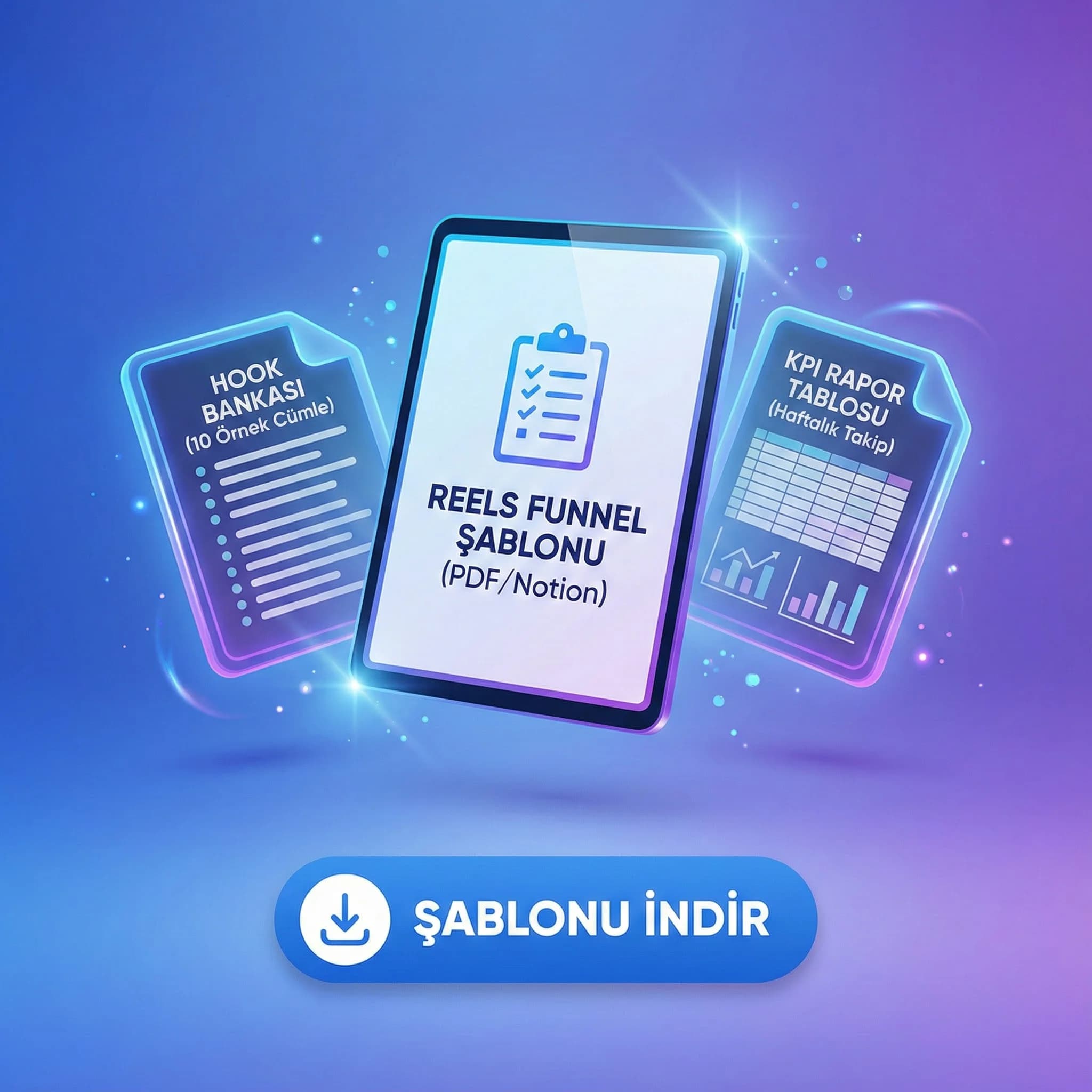 Reels funnel deliverable setini özetleyen çıktı kartı görseli