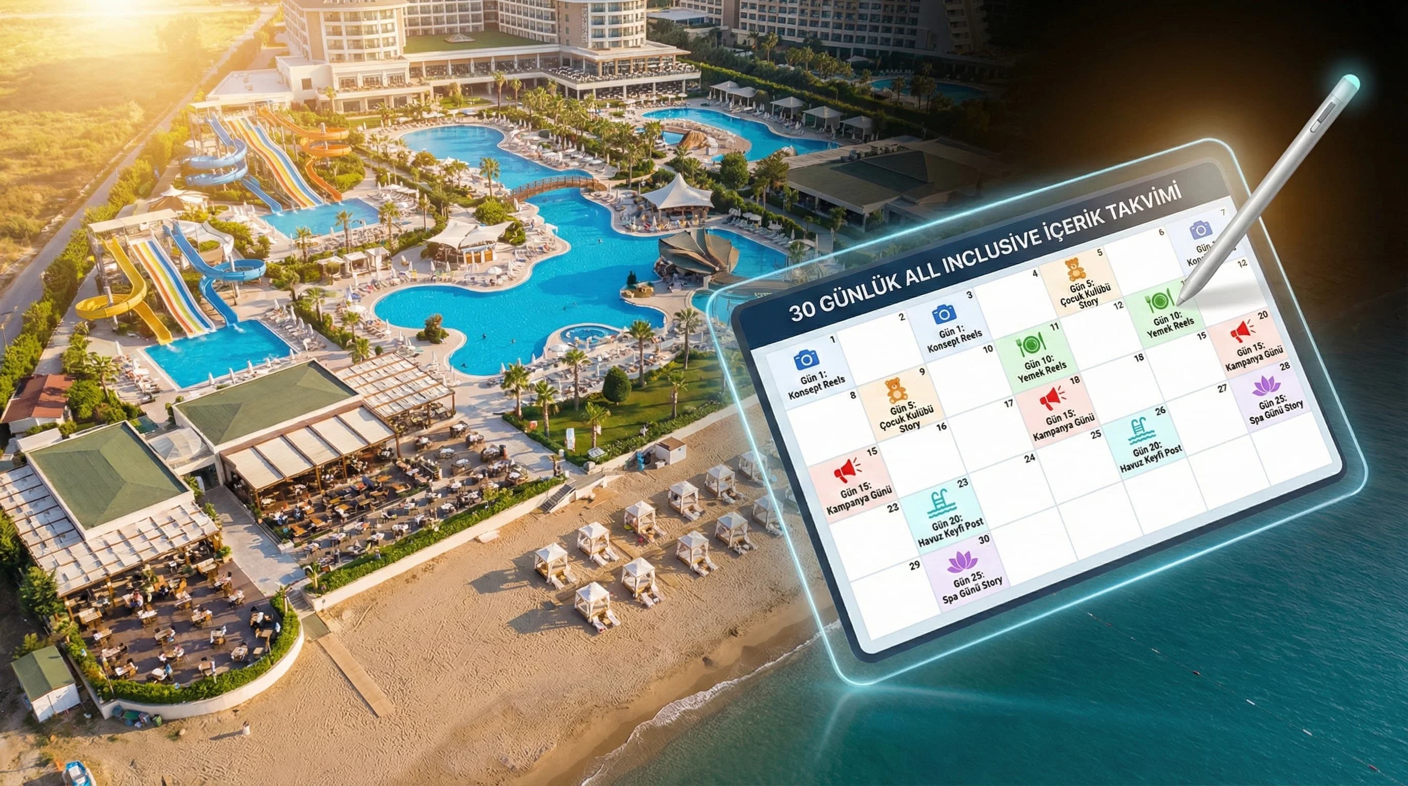 All Inclusive Oteller İçin 30 Günlük Sosyal Medya İçerik Takvimi Örneği