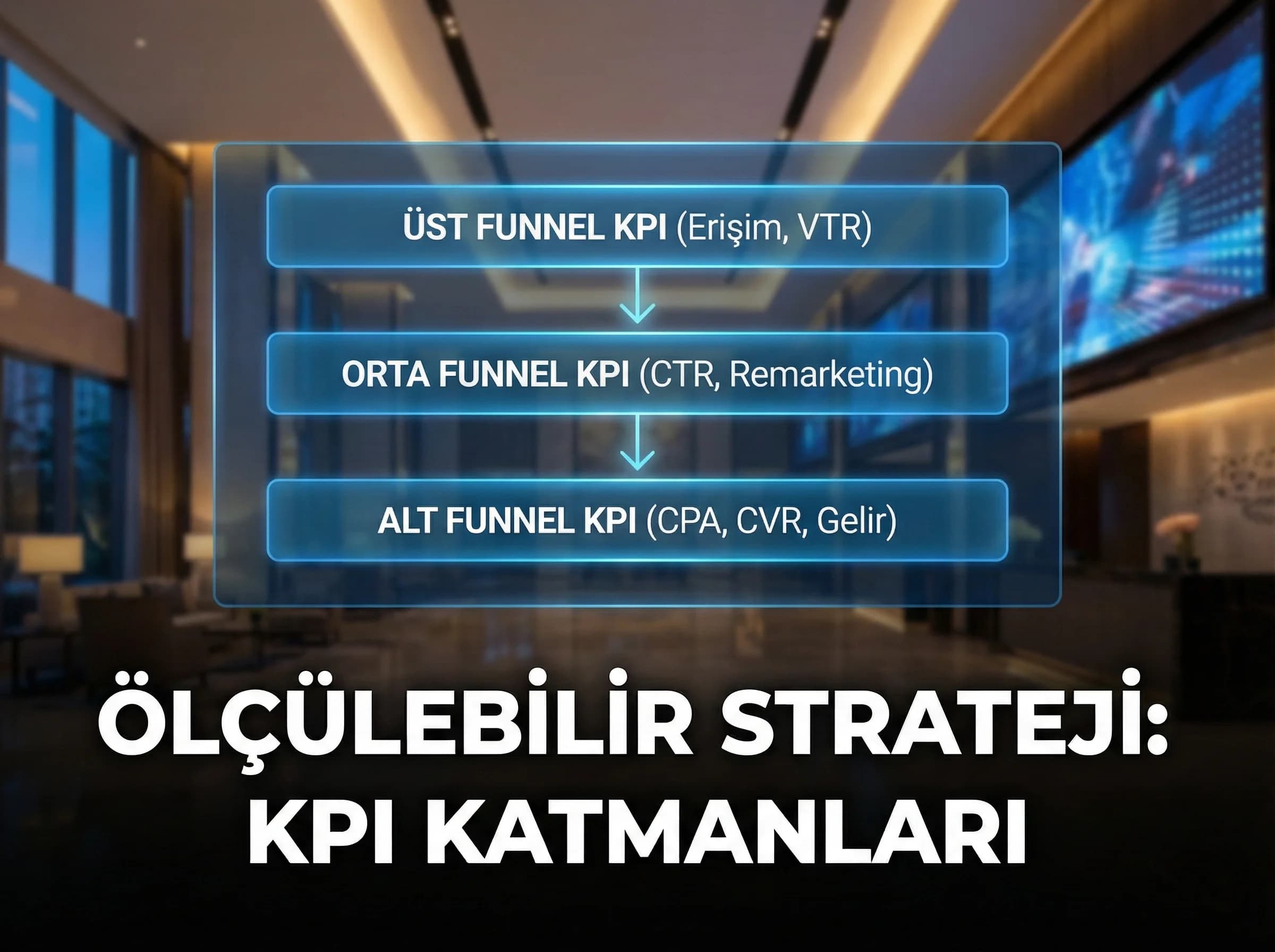 Otel reklam KPI katmanlarını gösteren bölüm ayırıcı görsel
