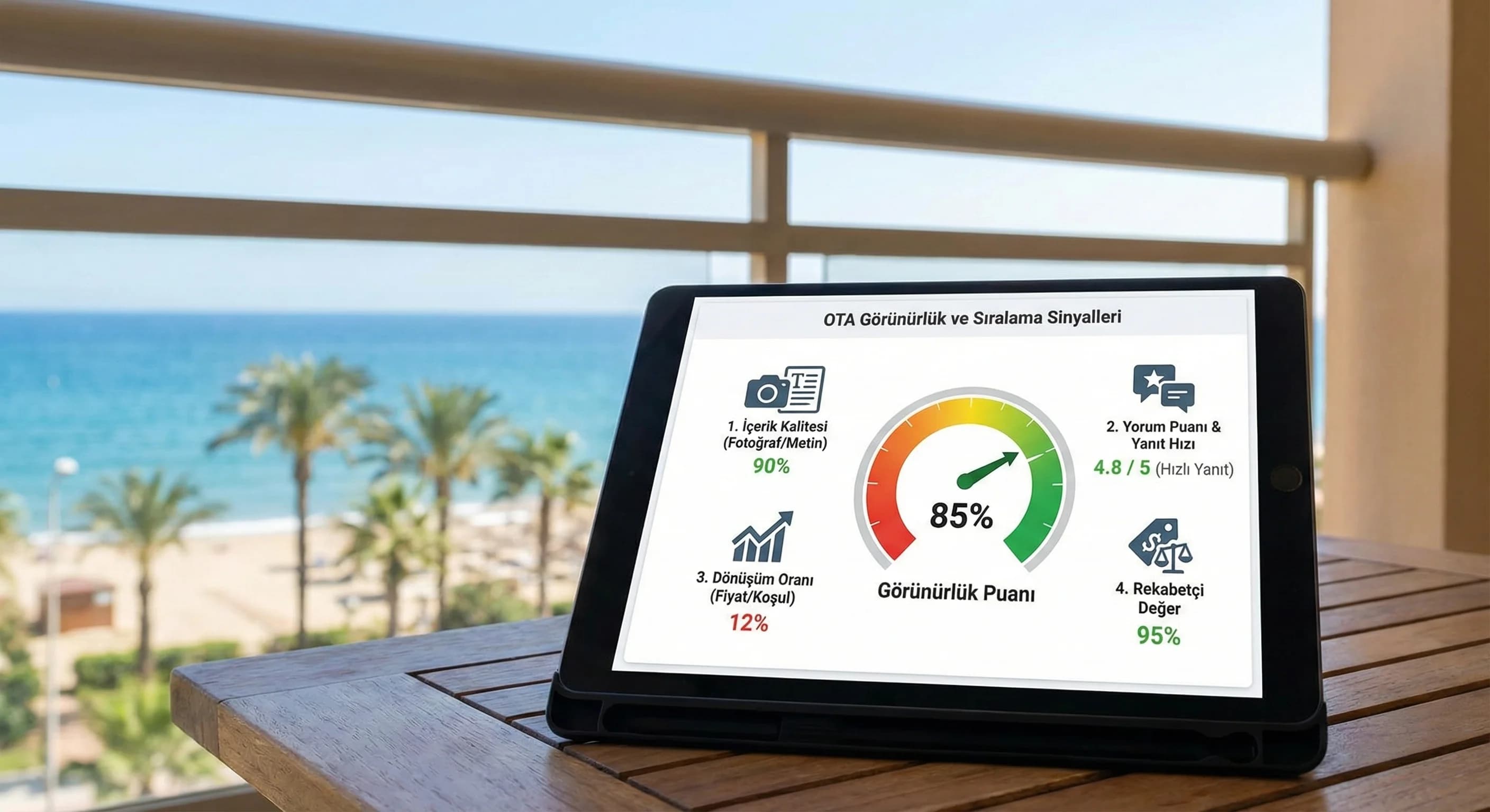 OTA sıralama sinyalleri özeti, amaç: görünürlük mantığı, otel pazarlama bağlamı