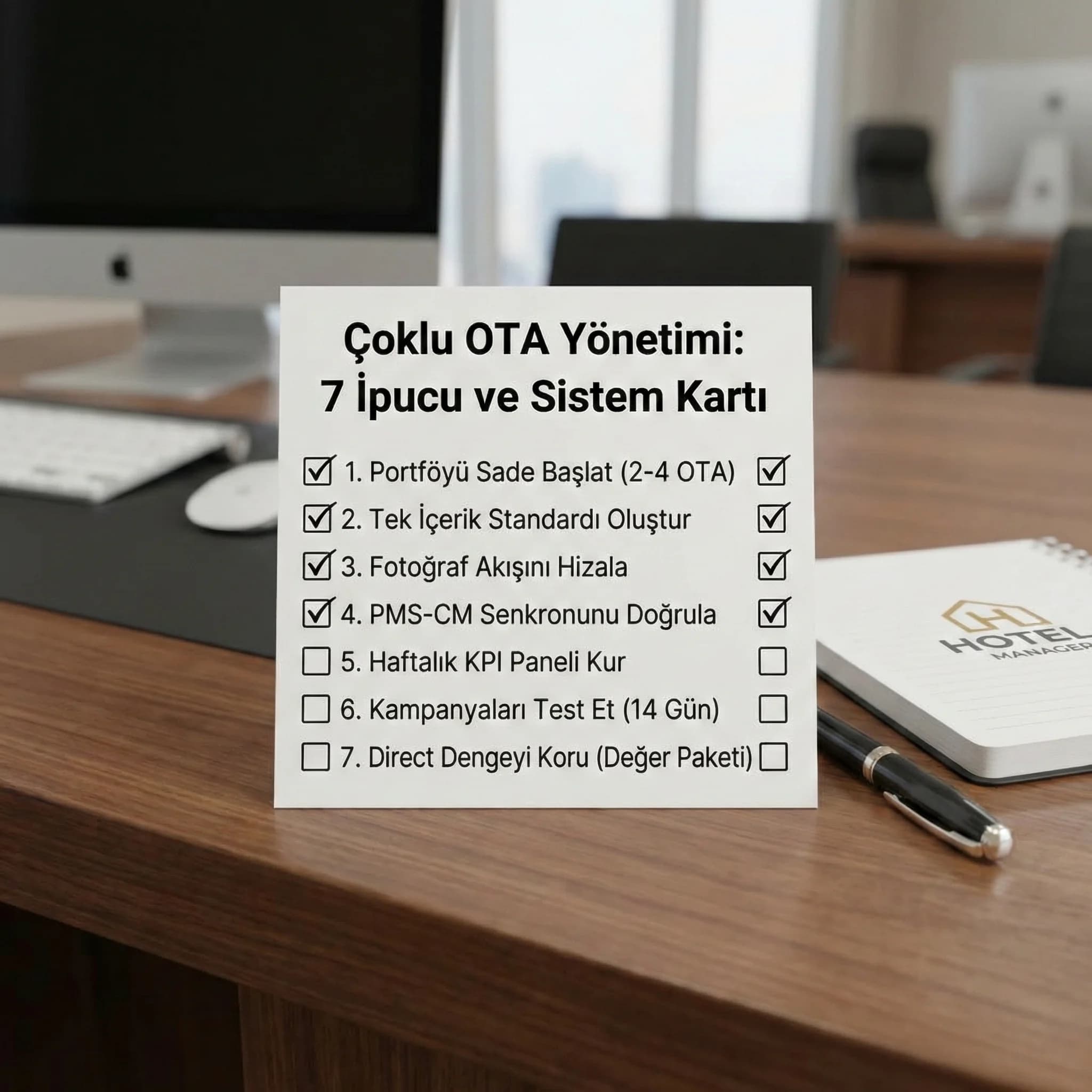 Çoklu OTA yönetimi 7 ipucu, amaç: uygulanabilir sistem, otel operasyon bağlamı