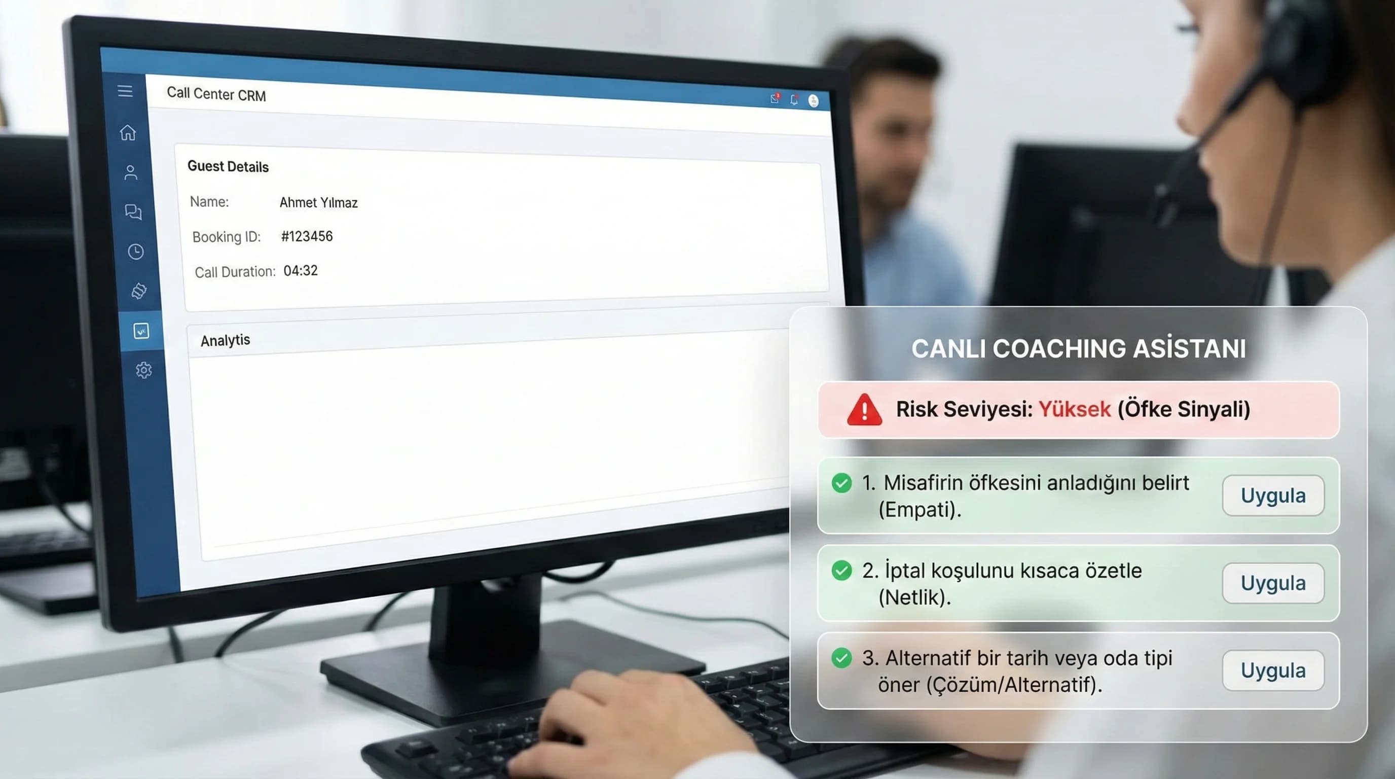 Canlı coaching paneli ve KPI odaklı yönetim ayırıcı görsel
