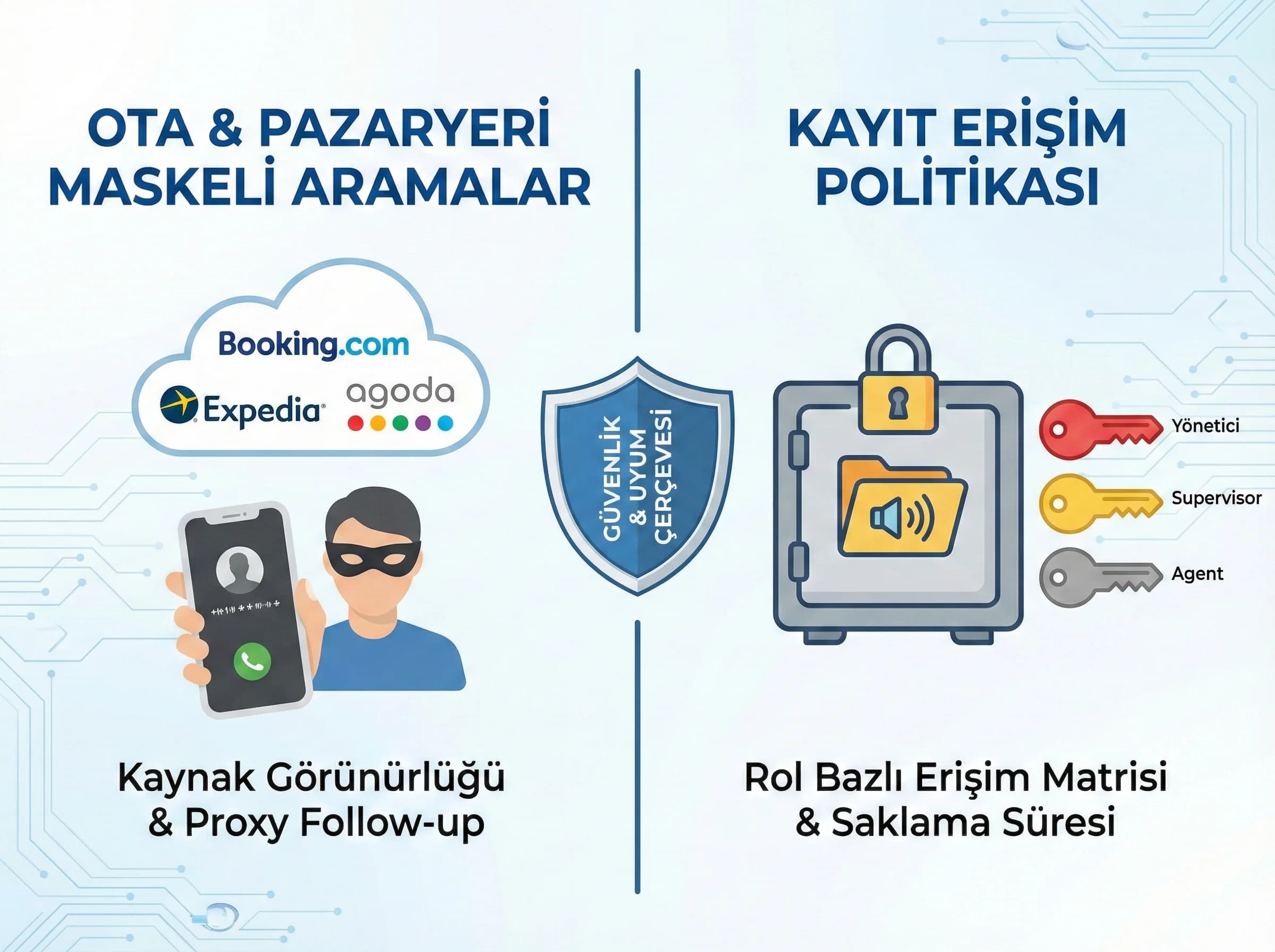 OTA maskeli aramalar ve kayıt erişim politikası ayırıcı görse