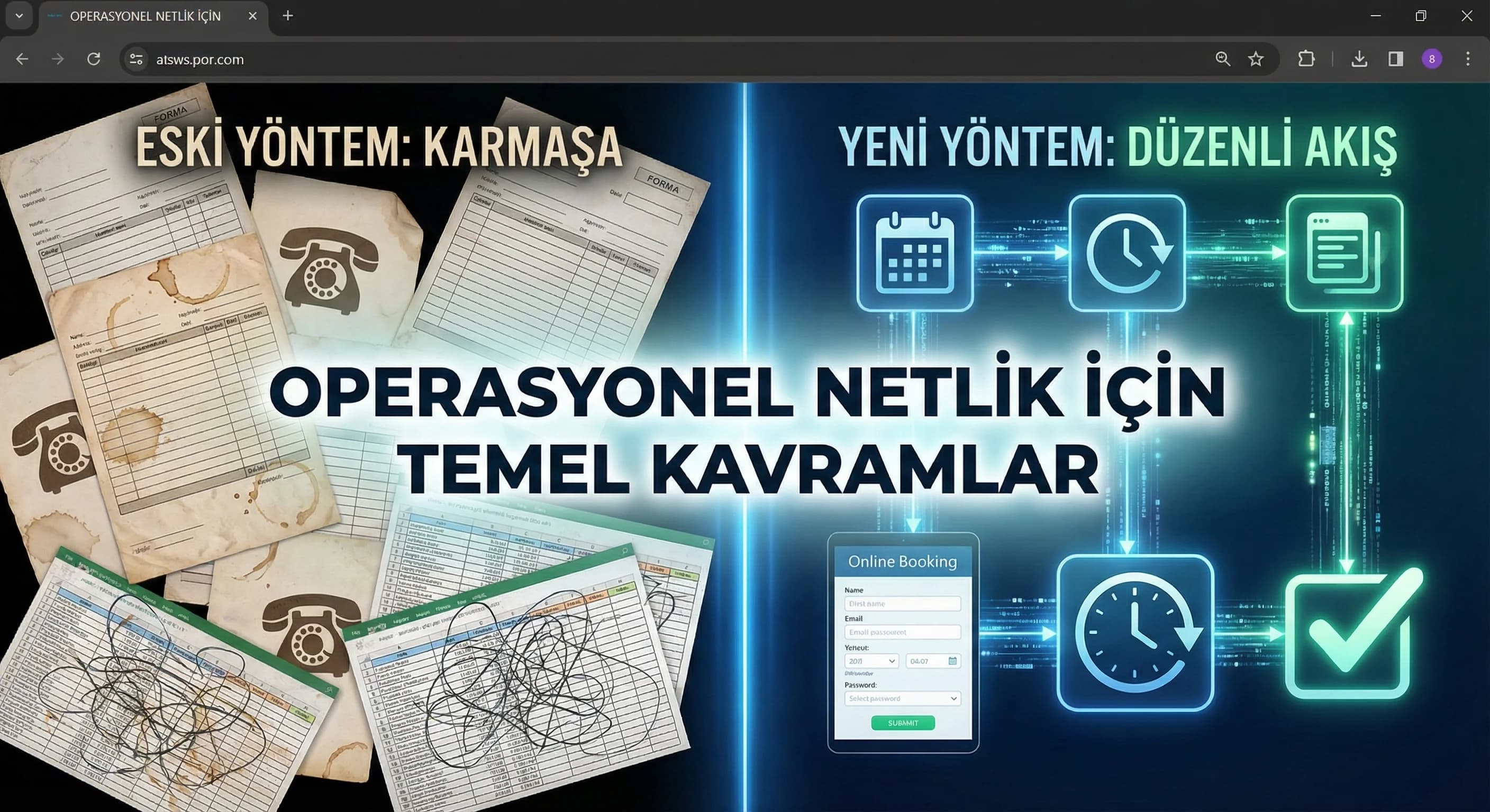 Rezervasyon yönetimi temel kavramlarını ayıran otel operasyonu bölüm görseli