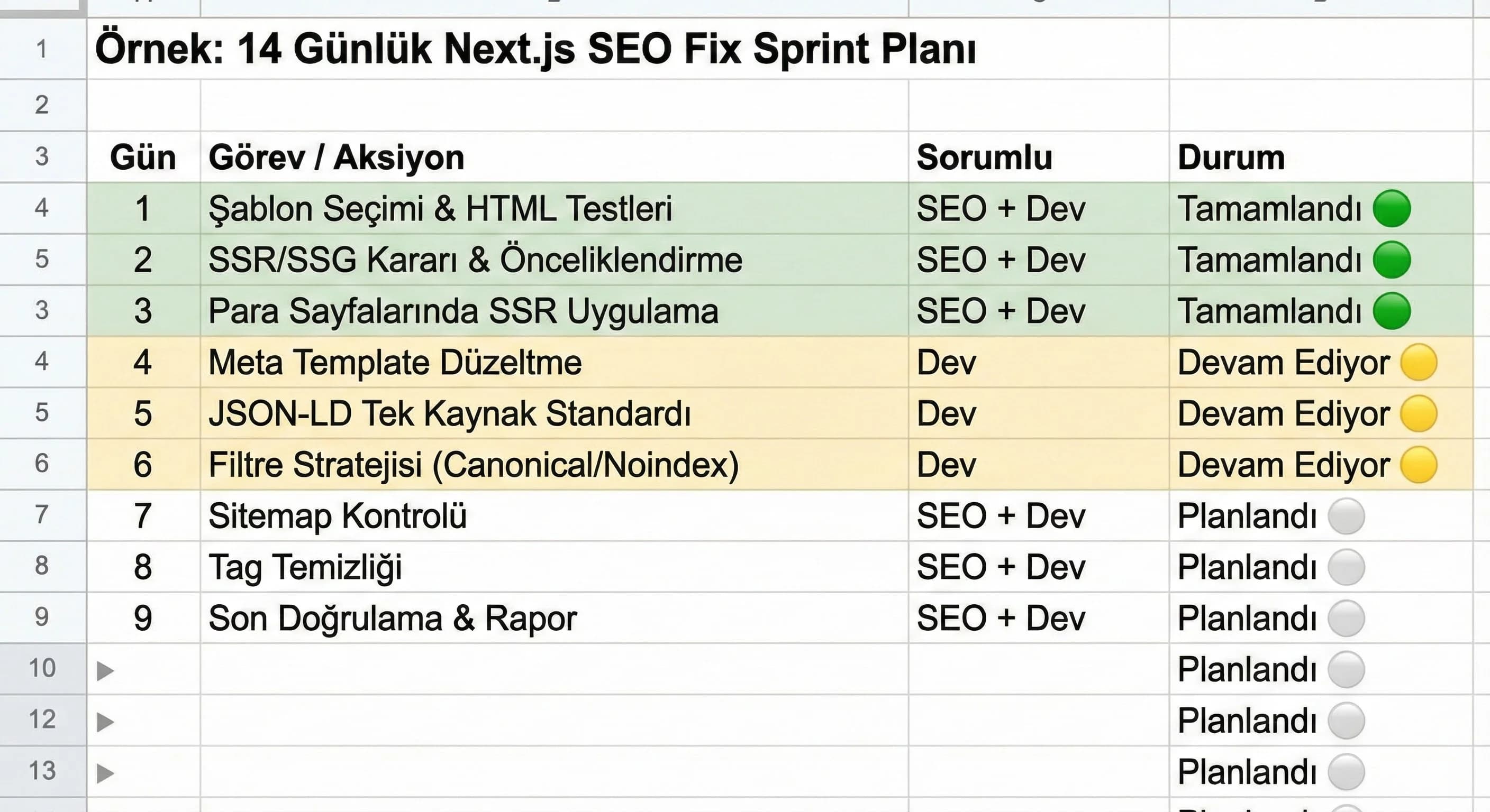 Özet ve Bakım Planı