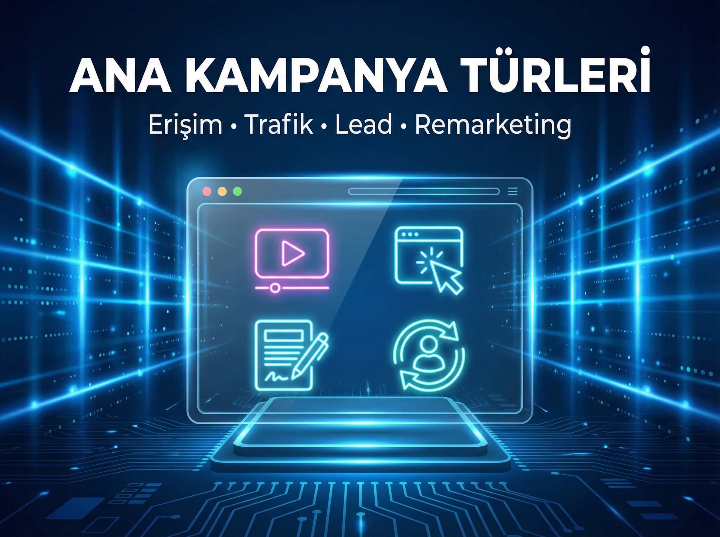 Funnel akışı, kampanya hedefleri ve remarketing döngüsü diyagramı