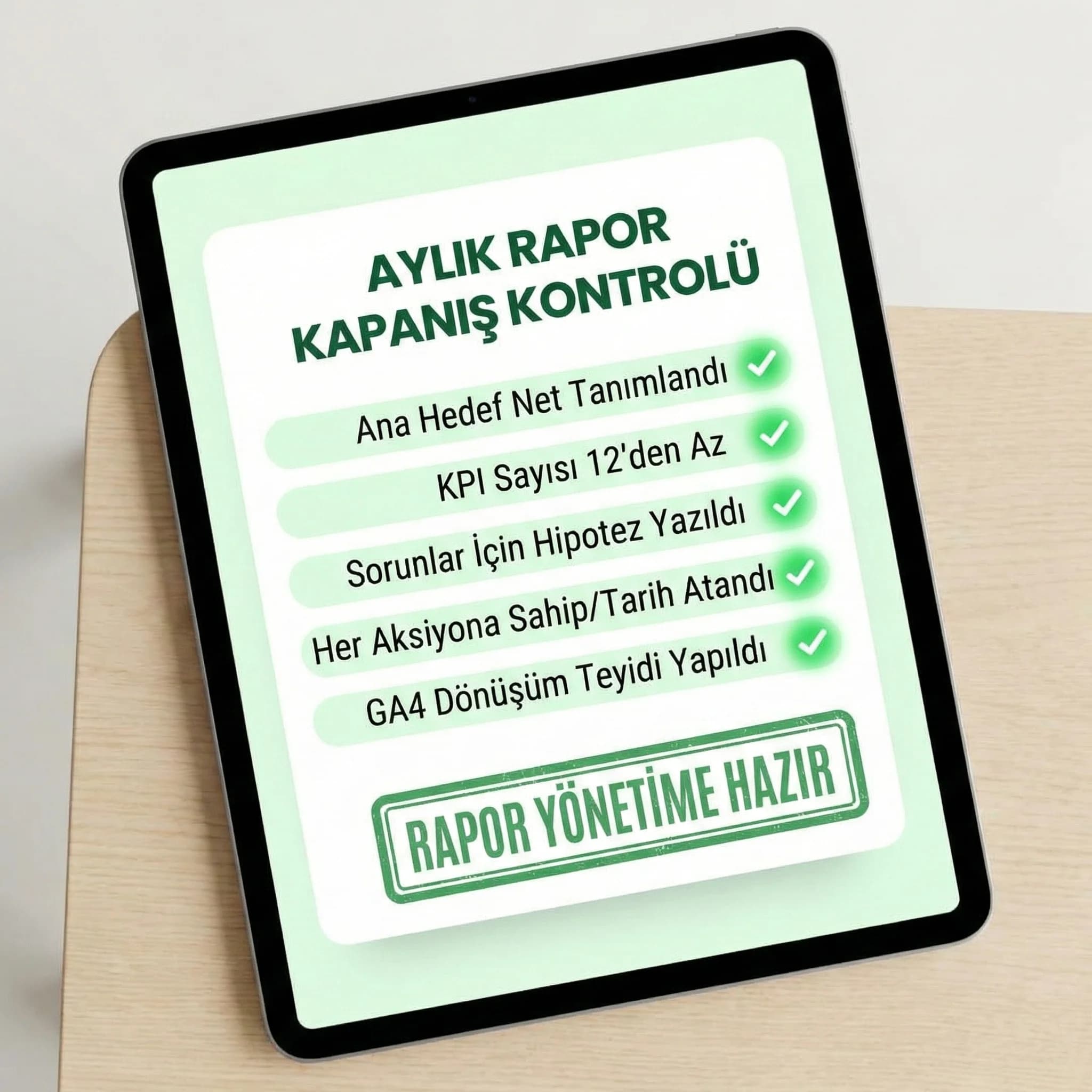 Aylık SMM rapor checklist’i, aksiyon kapanışı, otel pazarlaması ekipleri