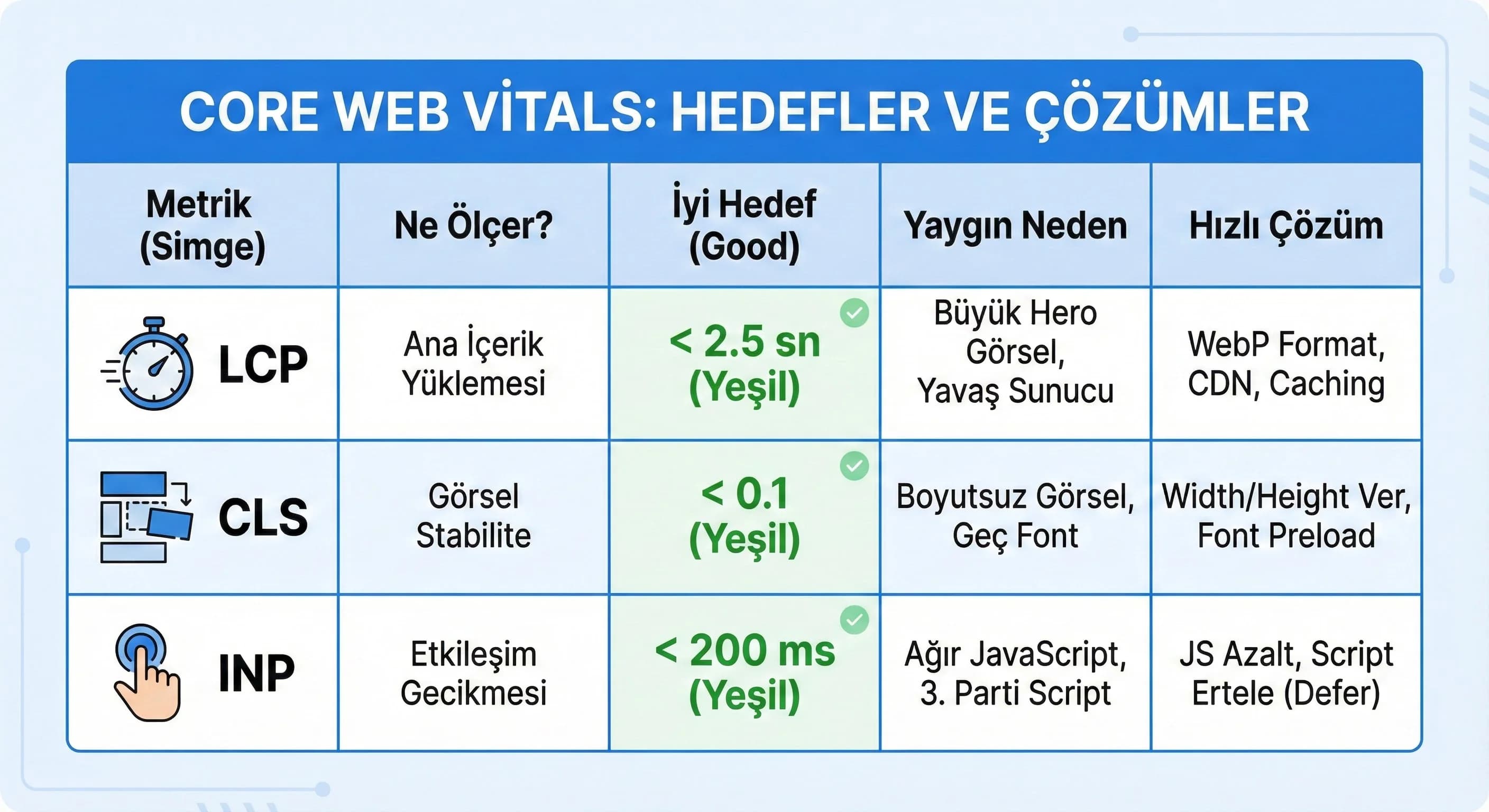 Core Web Vitals Nedir? (LCP, CLS, INP)