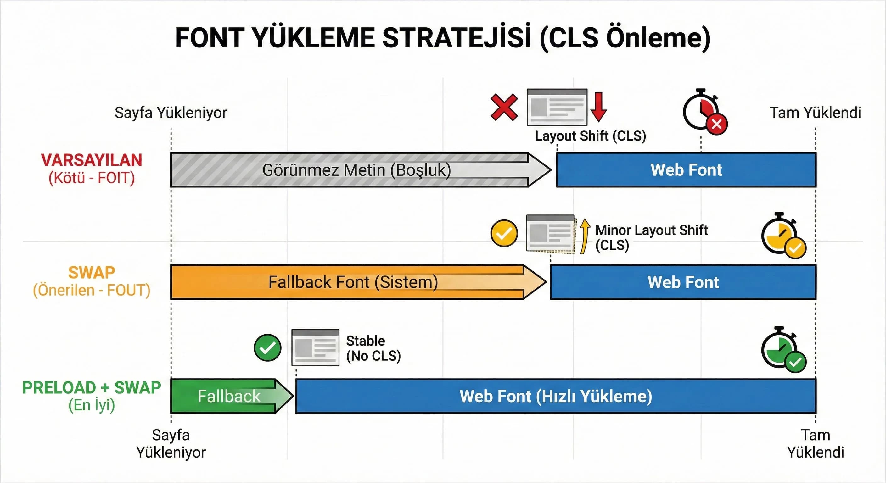 Font optimizasyonu (FOIT/FOUT kontrolü)