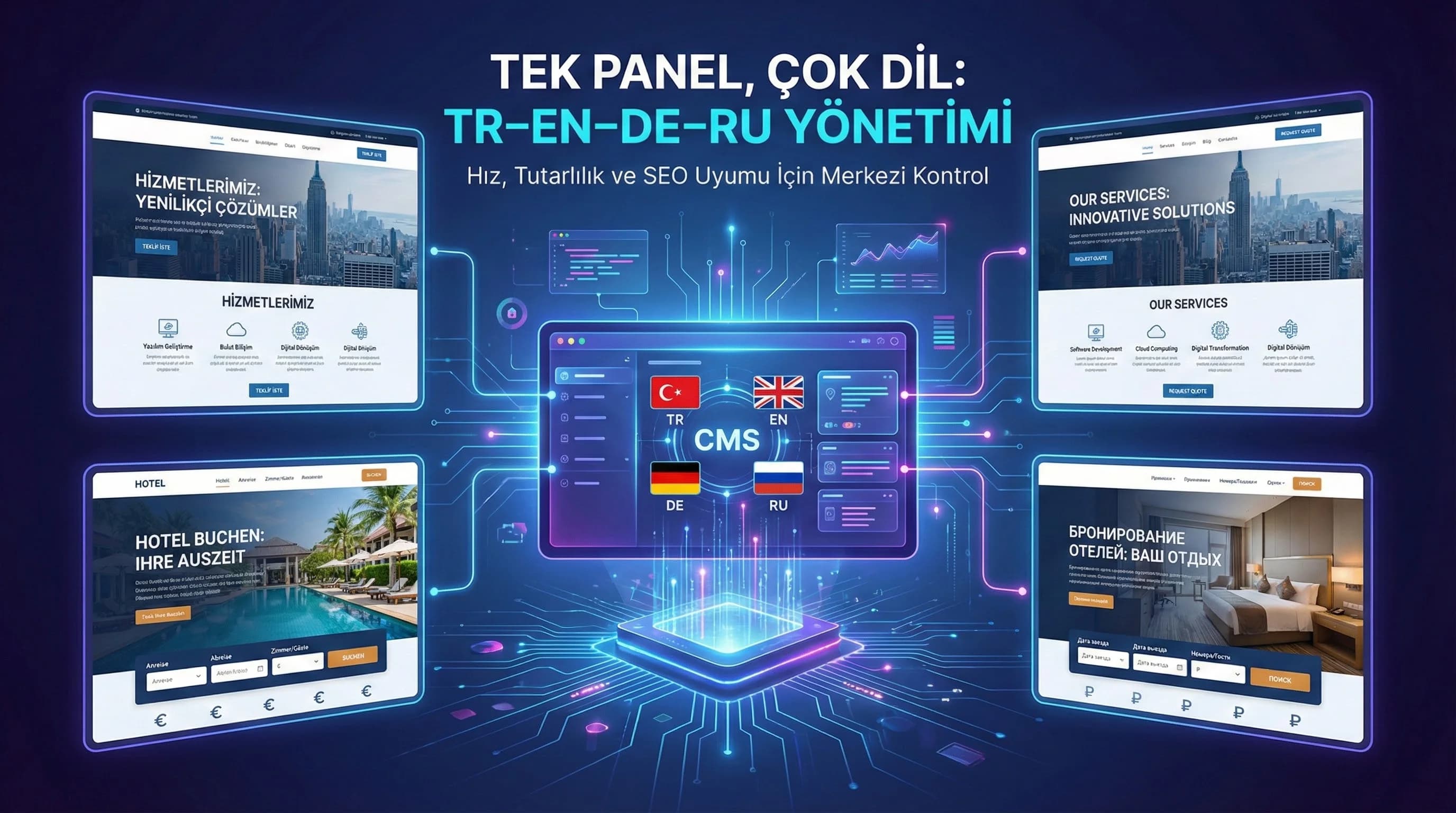 Çok Dilli CMS Tasarımı: TR–EN–DE–RU İçerikleri Tek Panelden Yönetmek