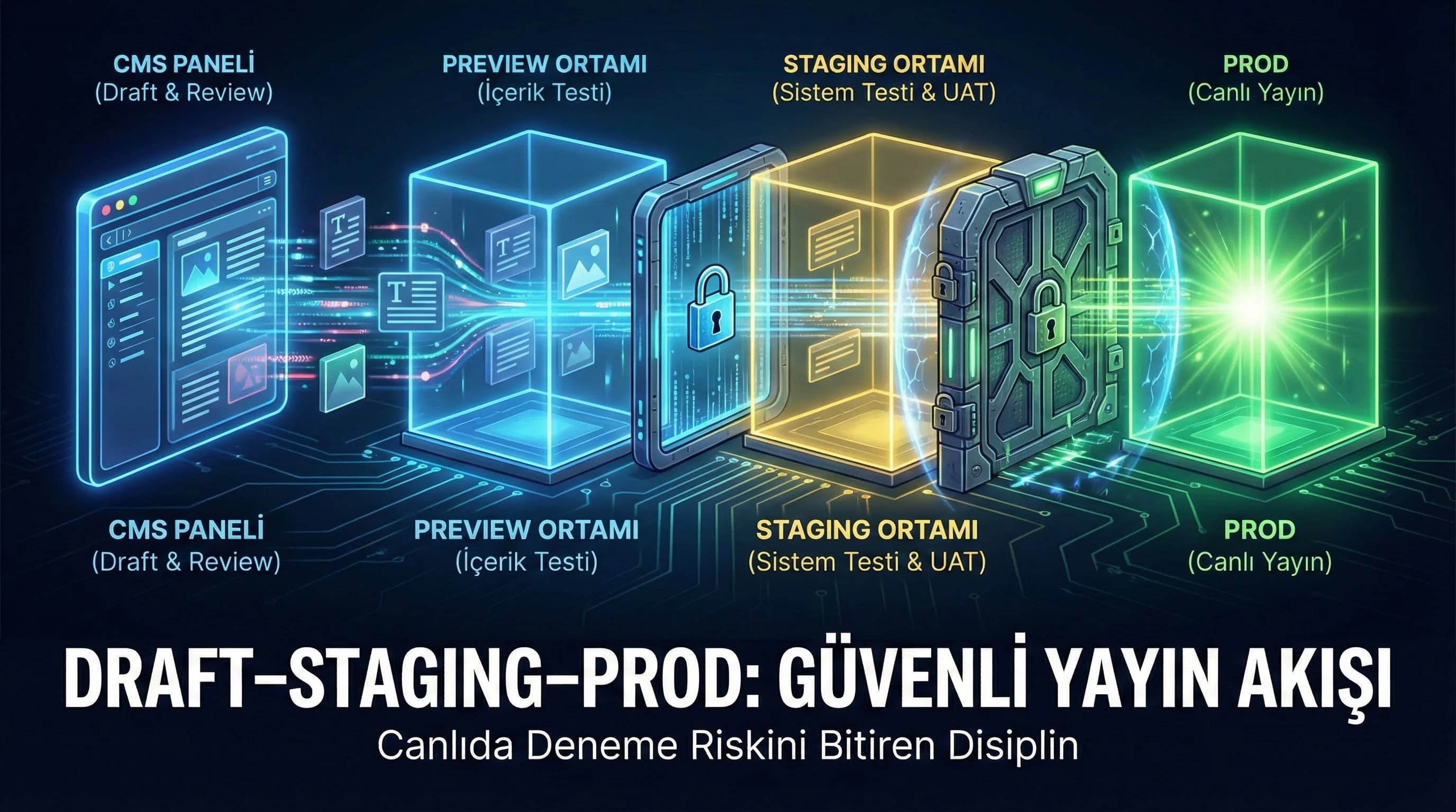 CMS Ortamları ve Yayın Süreçleri: Draft–Staging–Prod Workflow
