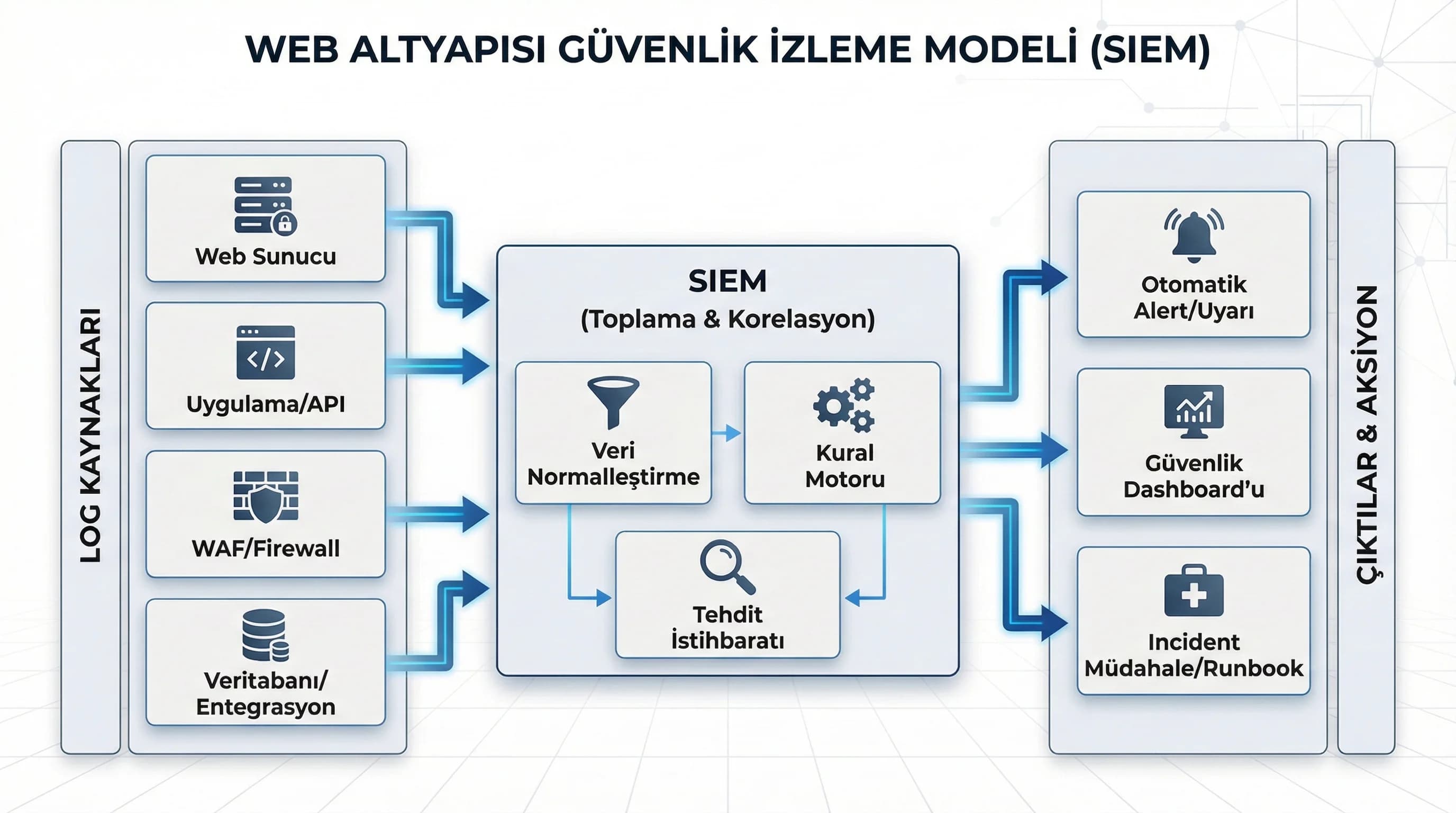 Web/app/db/WAF loglarının SIEM’de korele edilmesi, otel ve B2B için güvenlik izleme modeli