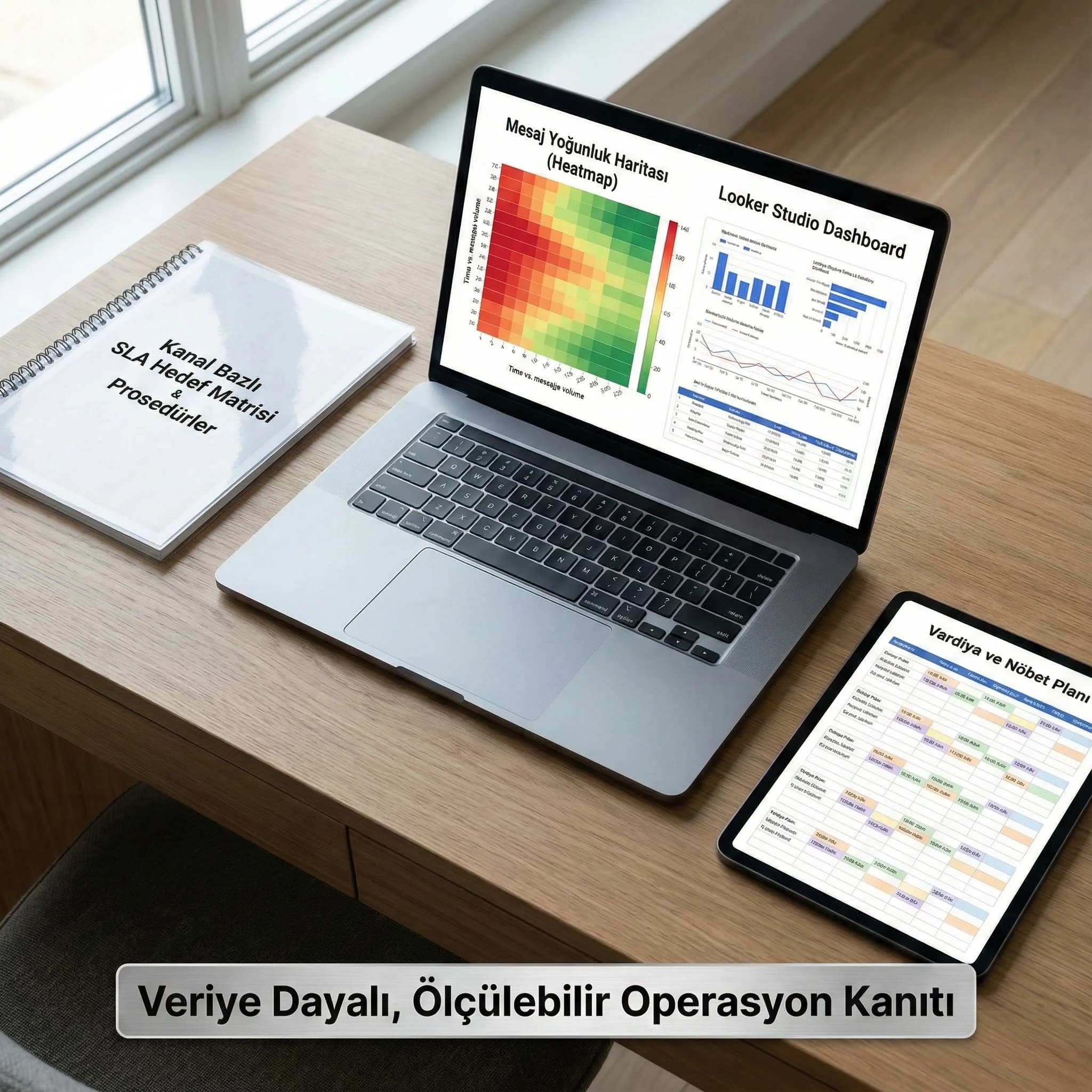 SLA hedef tablosu heatmap dashboard çıktılarıyla otel güven kanıt görseli