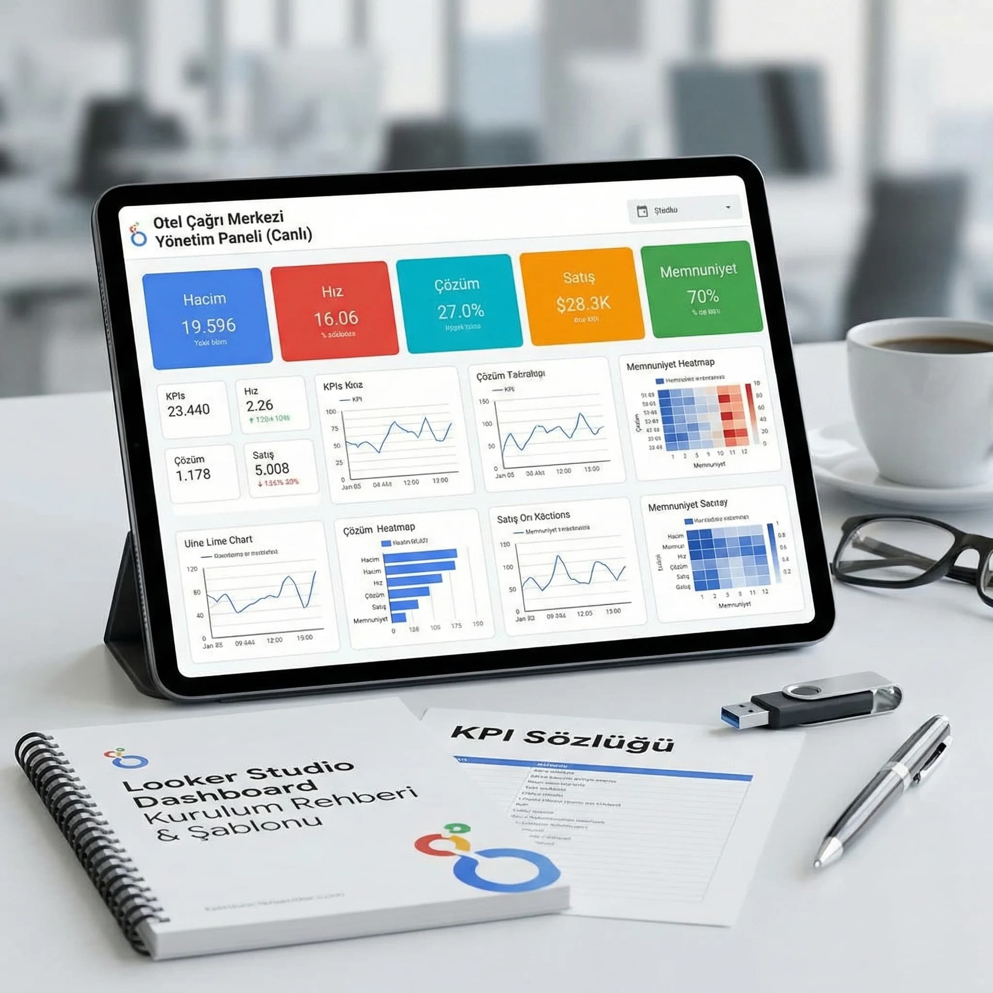 Dashboard wireframe ve çıktı seti, otel çağrı merkezi raporlama deliverables kartı