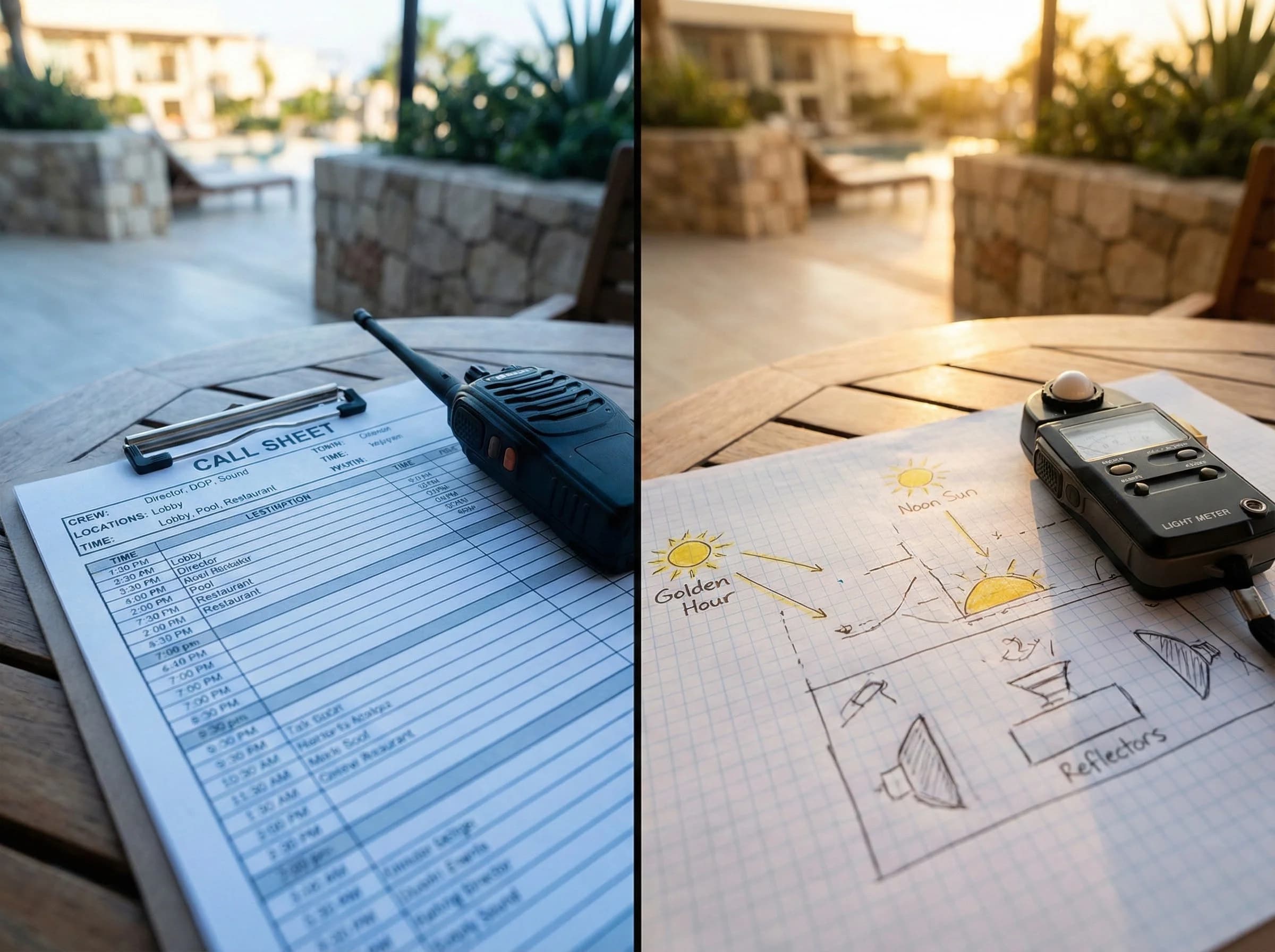 Çekim günü organizasyonu, ekip ve ışık planı geçiş görseli