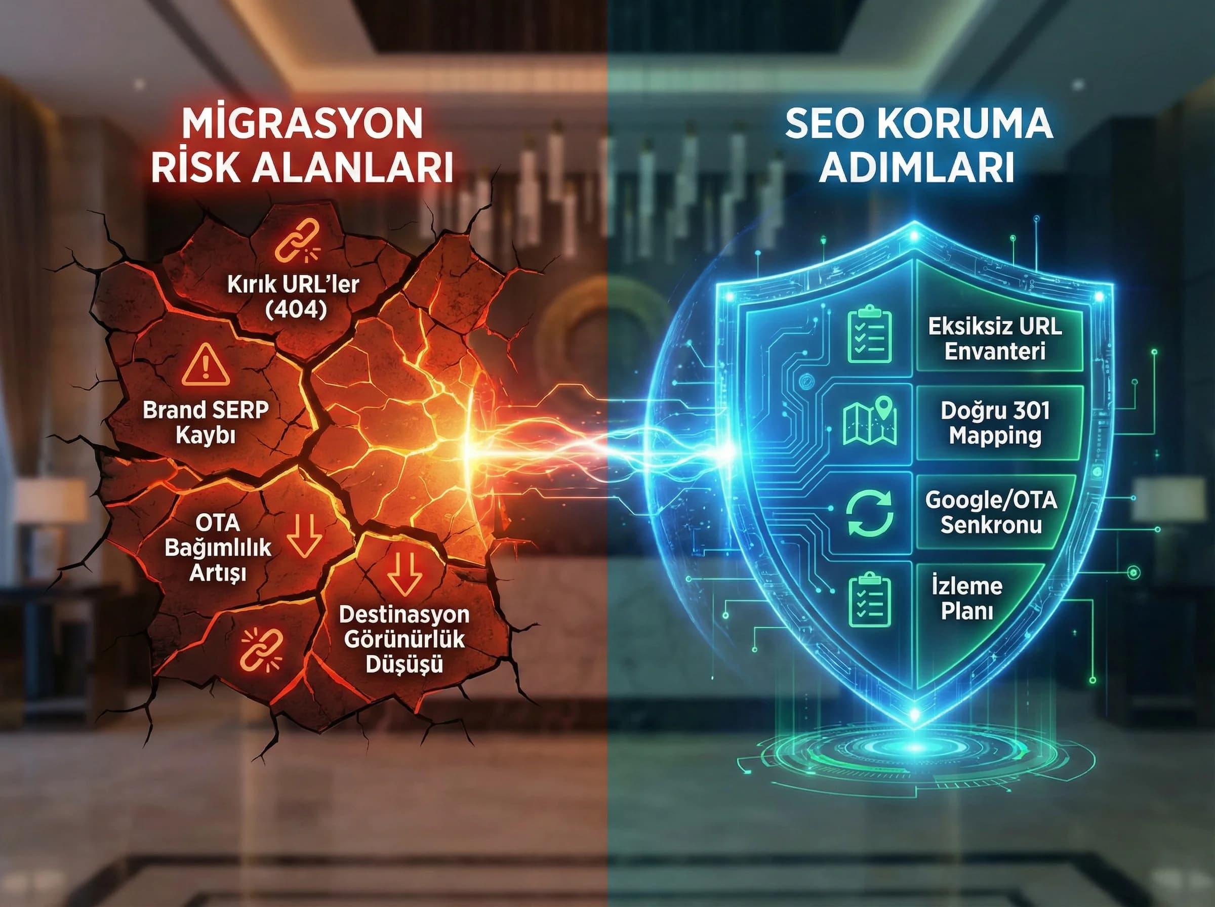 Migrasyon risk alanları + otel SEO koruma adımları