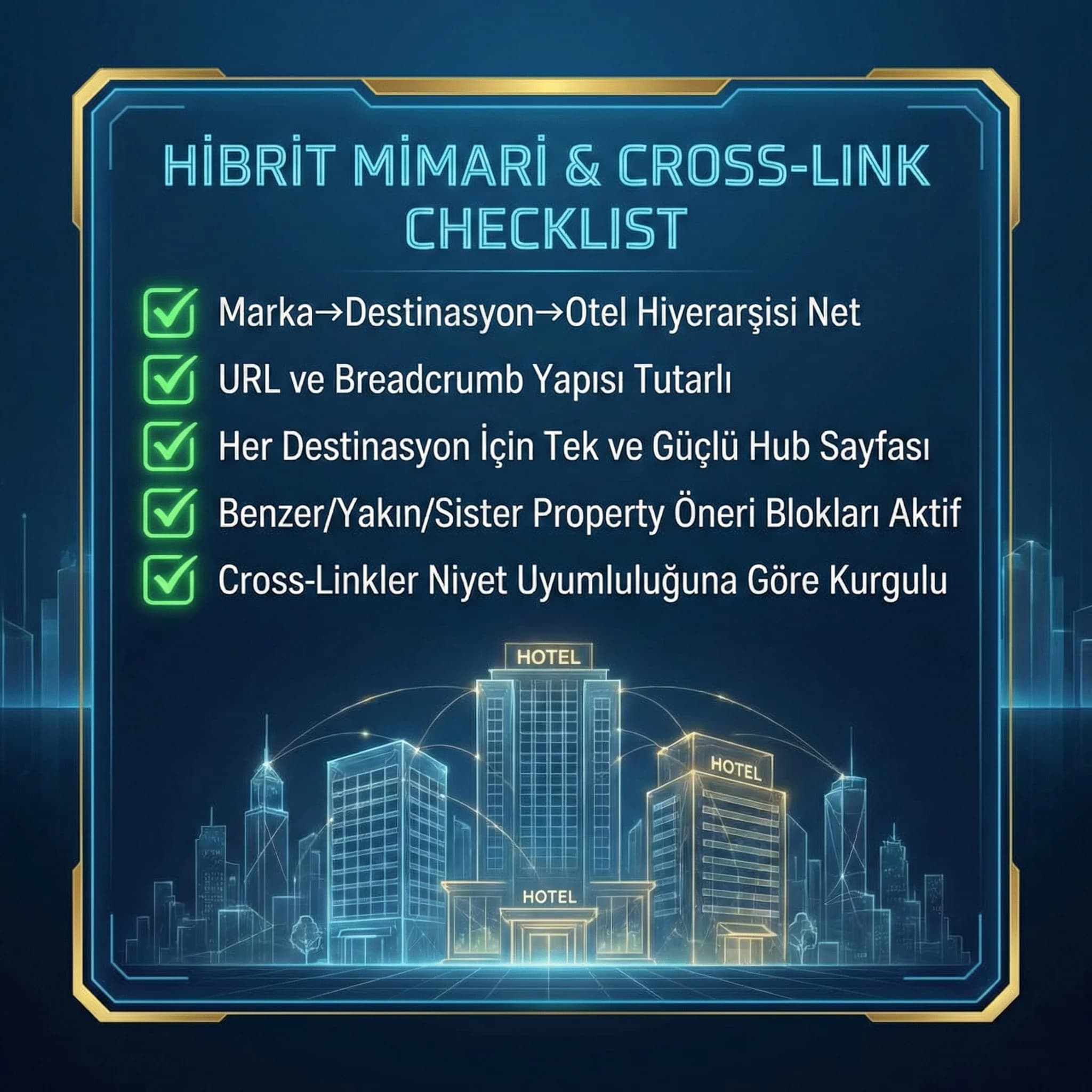 Hibrit mimari checklist + cross-link kuralları