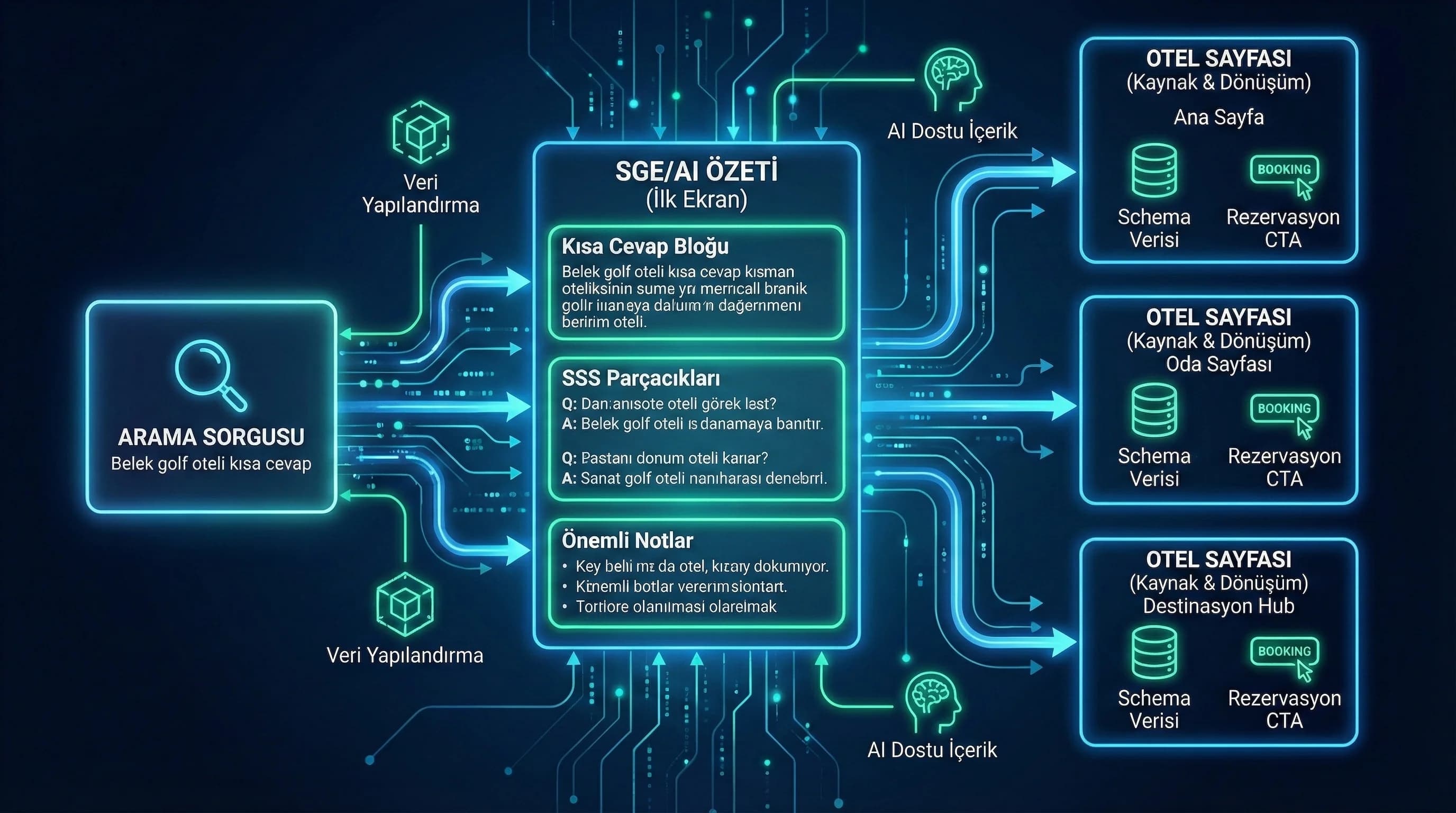 Short Answer + FAQ + schema yerleşimi + otel sayfa akışı