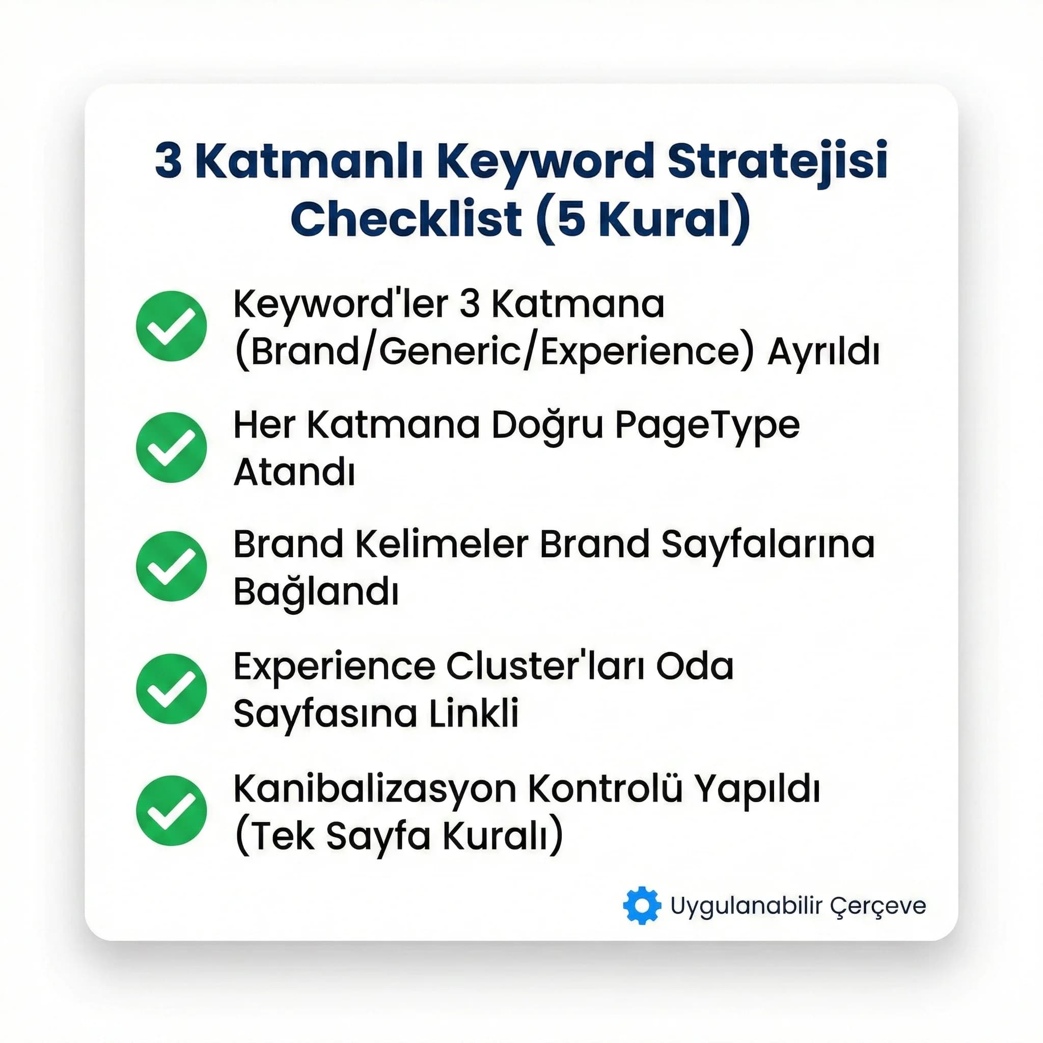 3 katman kuralları checklist + sayfa türü eşlemesi