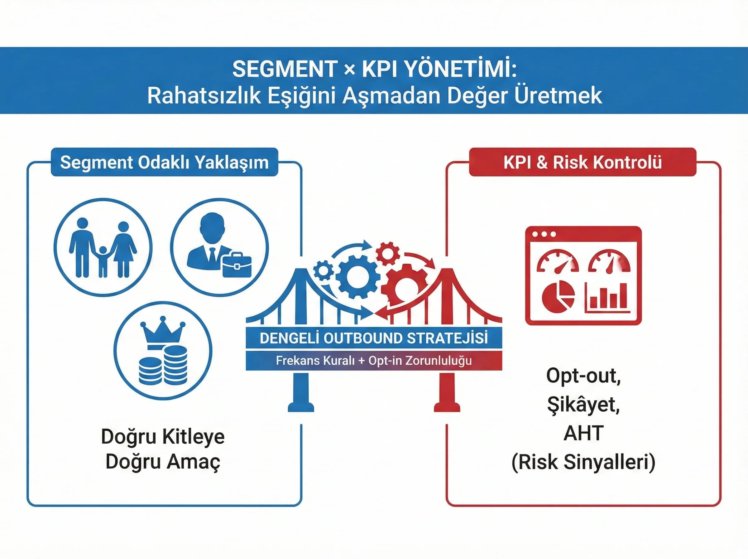 Segment ve KPI yönetimi, rahatsızlık eşiği ve opt-in bölümü ayırıcı