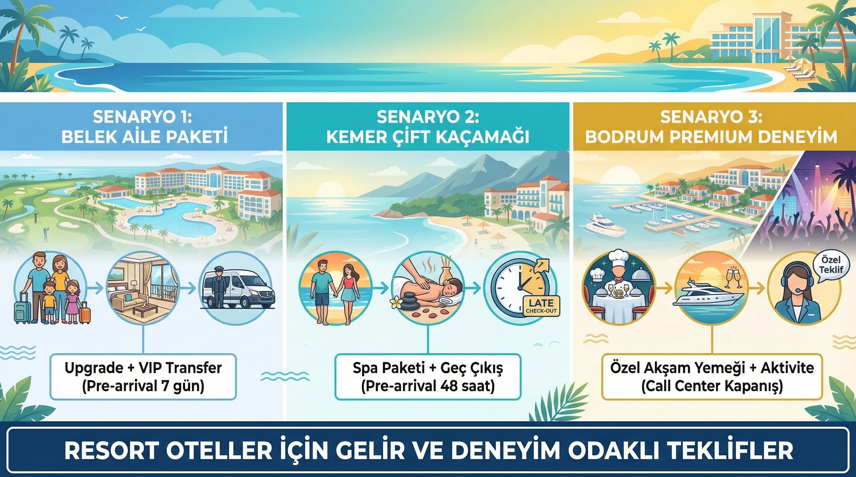 Antalya resort senaryoları bölümü, paket ve deneyim odaklı teklifler