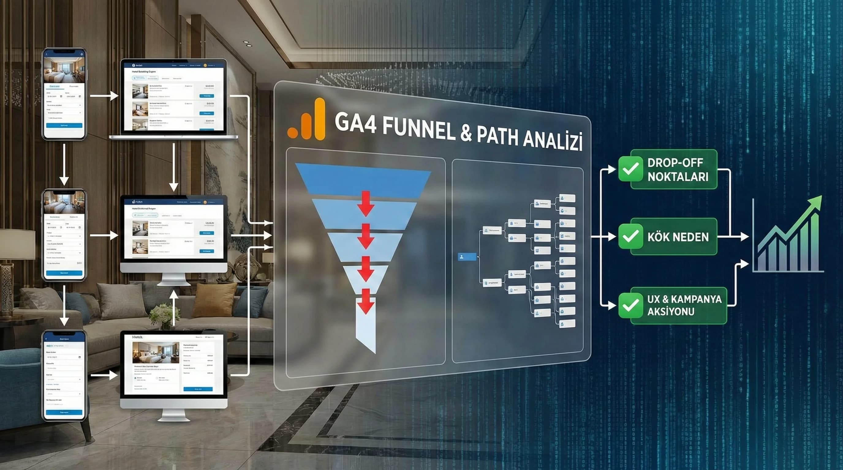 GA4 Funnel ve Path Analizi ile Otel Rezervasyon Hunisini Nasıl Okursunuz?