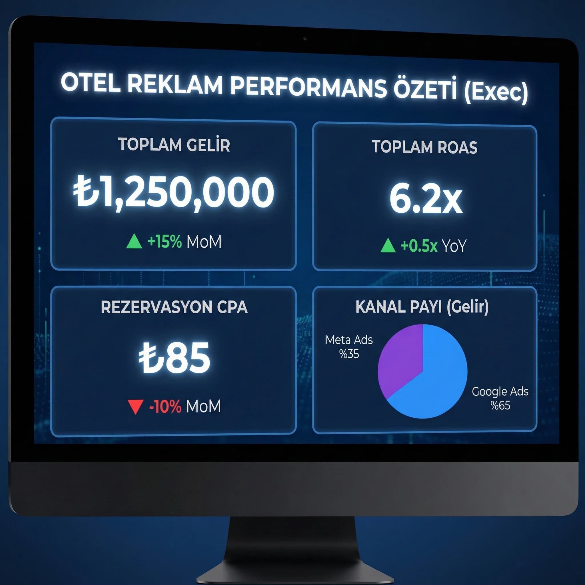 Otel KPI scorecard, yönetim için performansı tek ekranda özetler