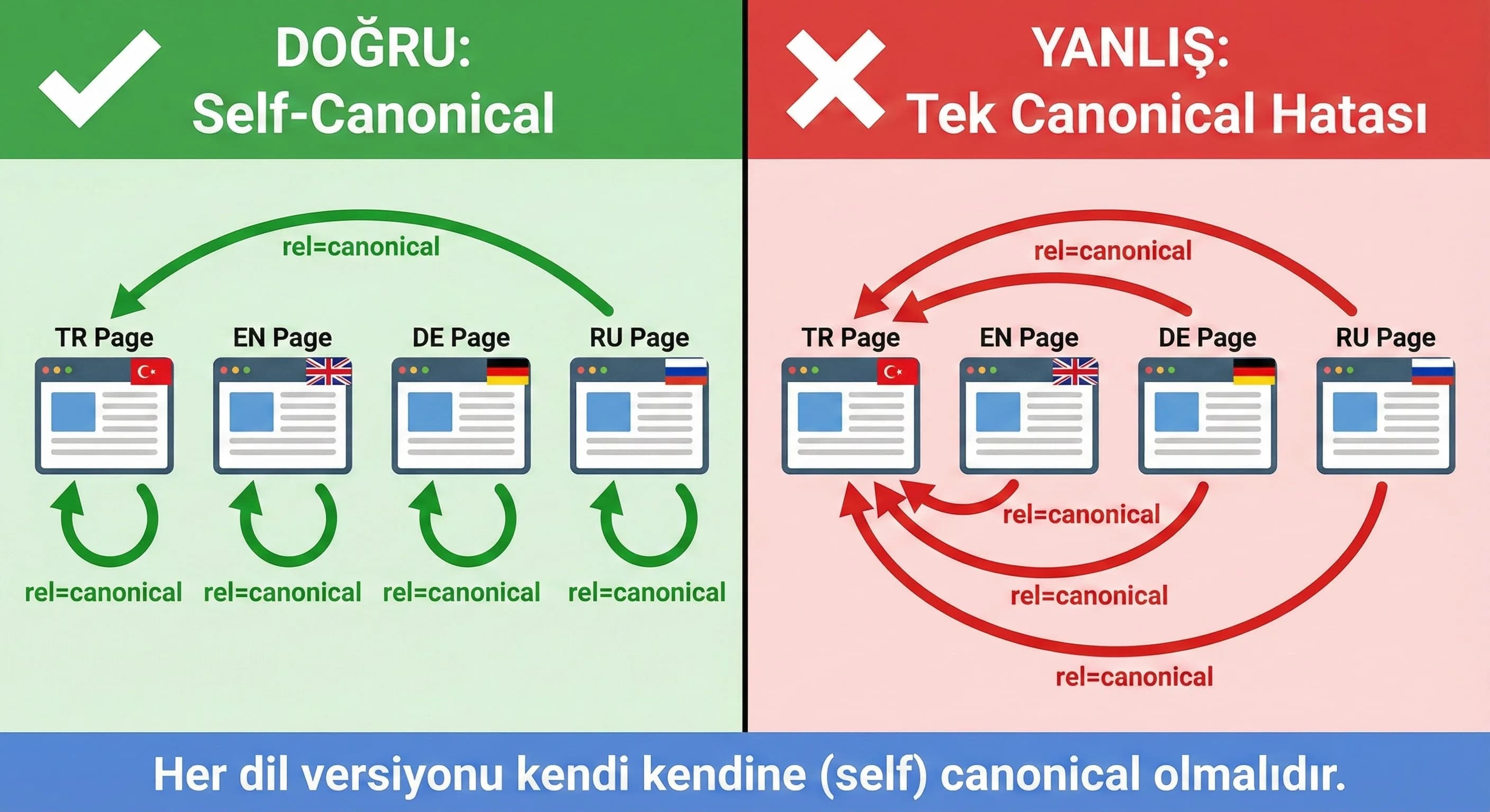 Canonical ve hreflang birlikte nasıl kullanılmalı?