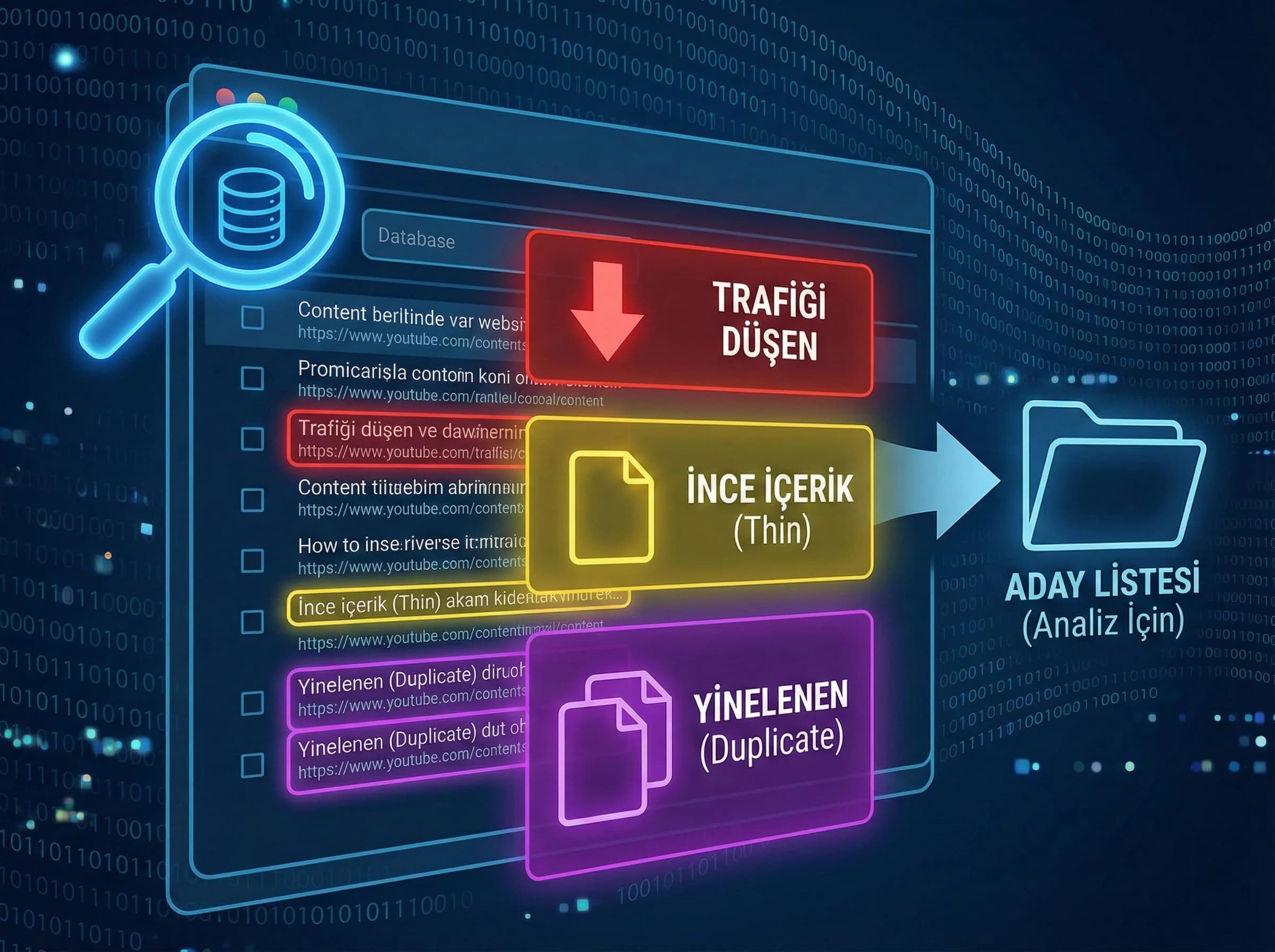 Aday seçimi bölümü ayırıcı, trafik düşüşü analizi