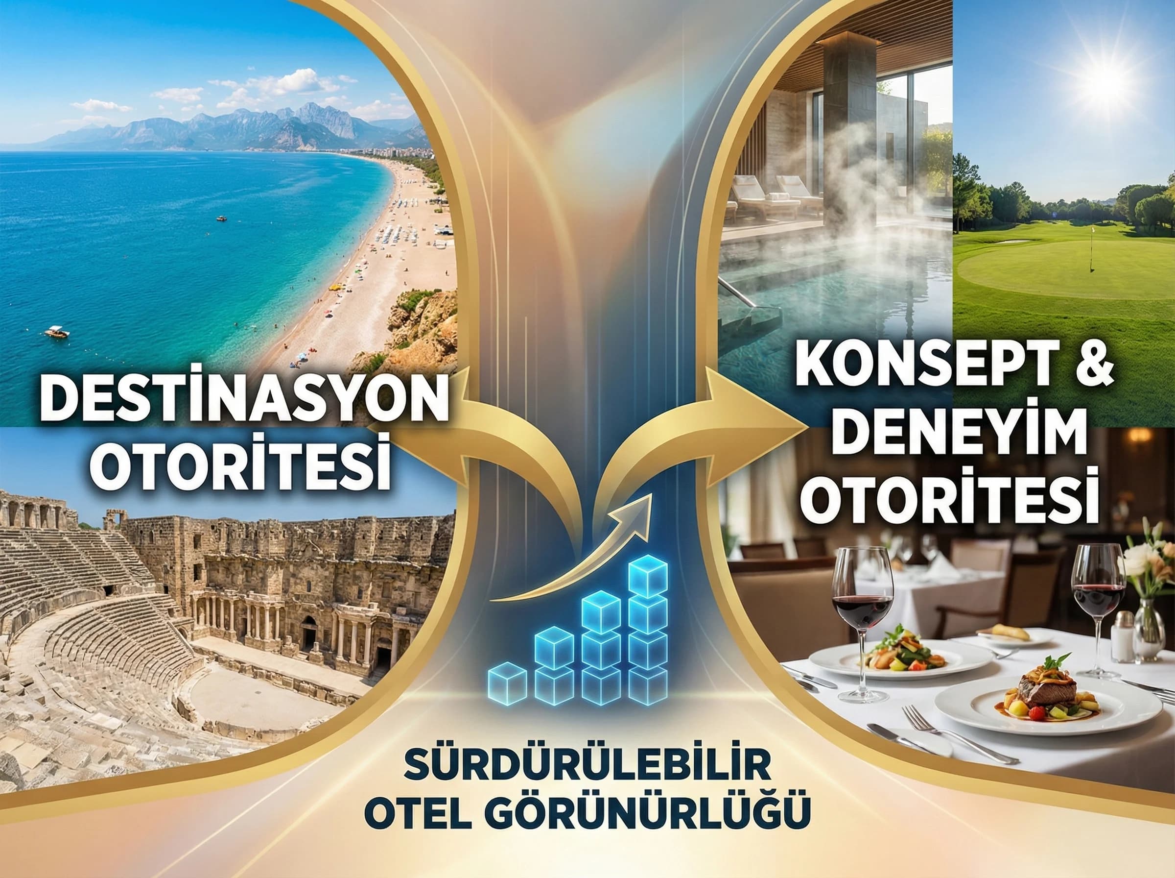Otel backlink stratejisi akışı, destinasyon ve konsept otoritesi görseli