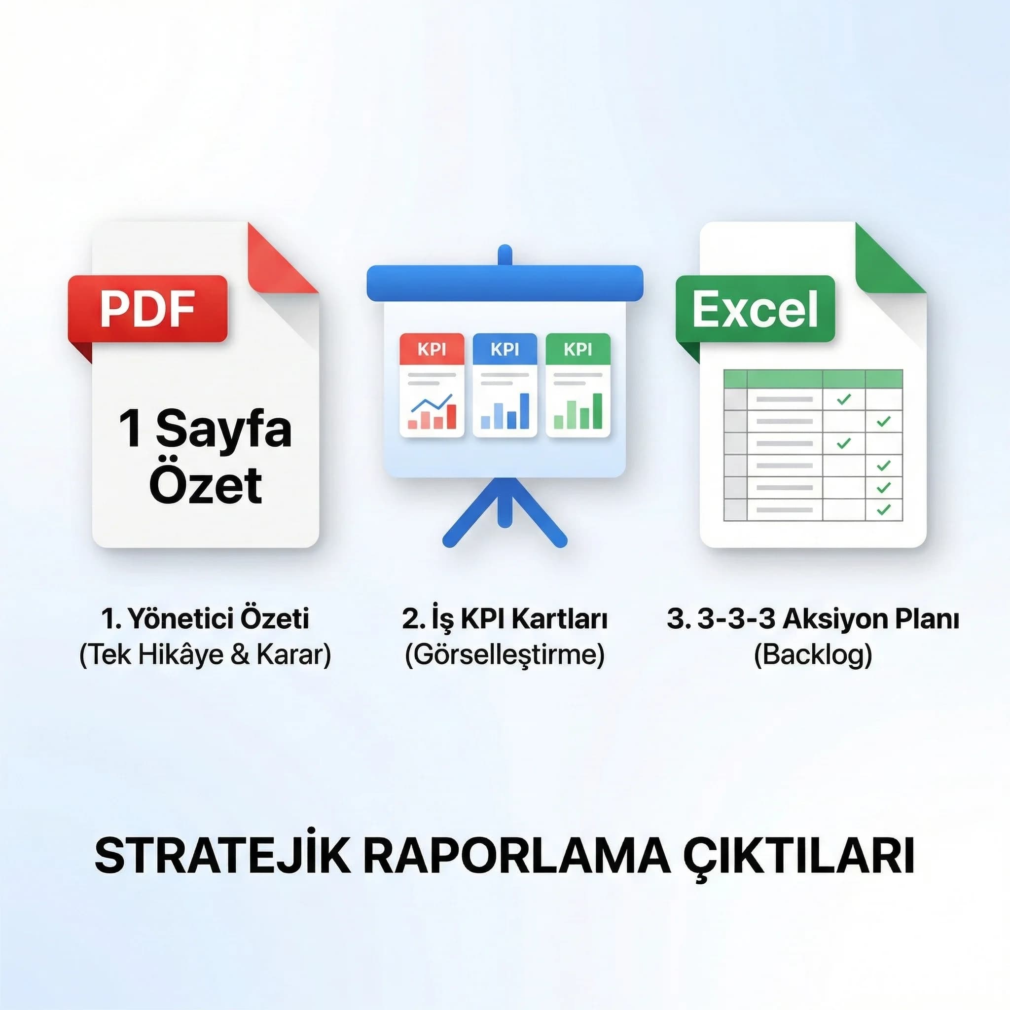 Yönetici özeti teslim paketi, rapor çıktıları, ajans ve marka yönetimi