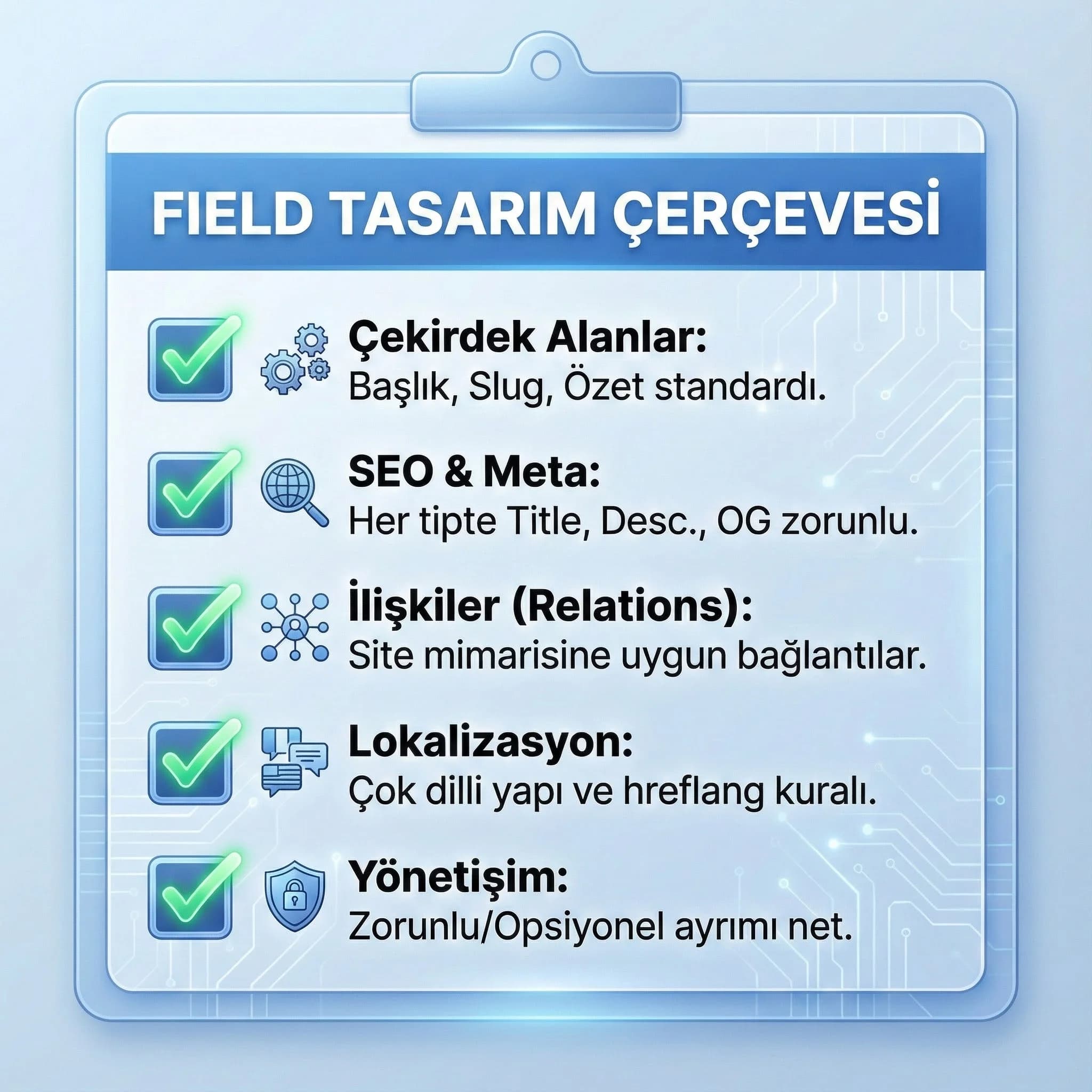 Önerilen field kategorileri