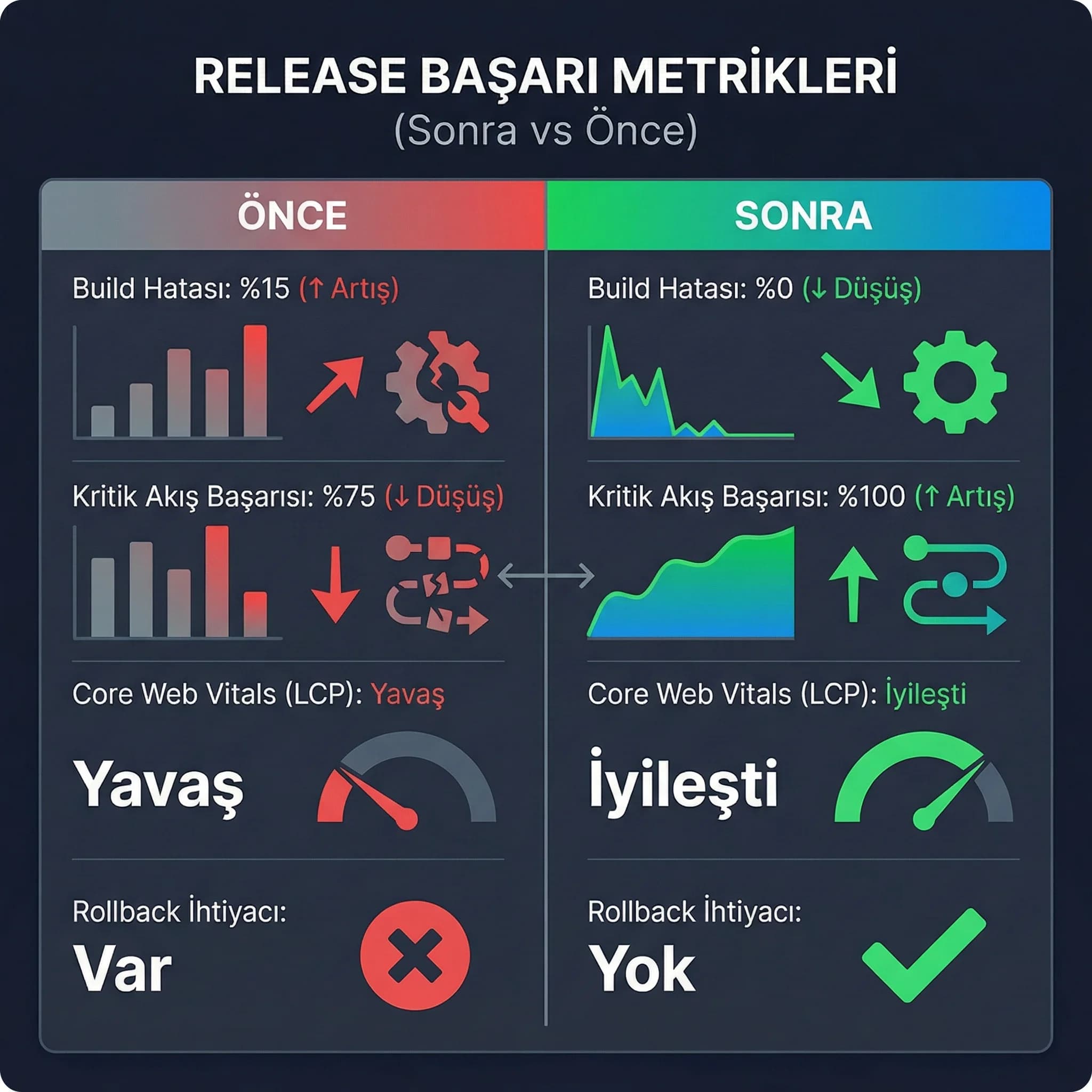 Release KPI paneli, amaç risk izleme, yönetim raporu bağlamı
