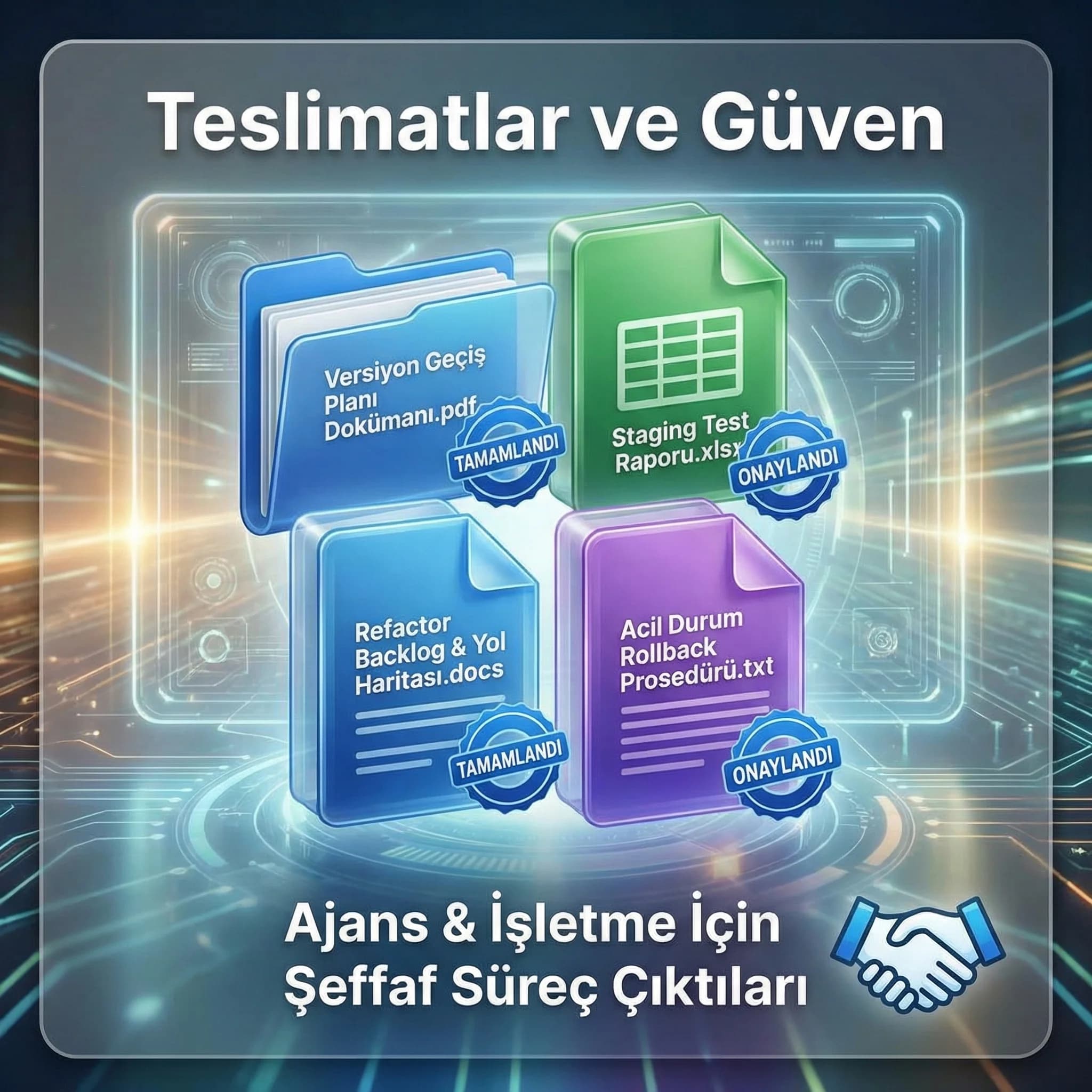 Upgrade deliverables seti, amaç güven oluşturma, ajans ve işletme bağlamı